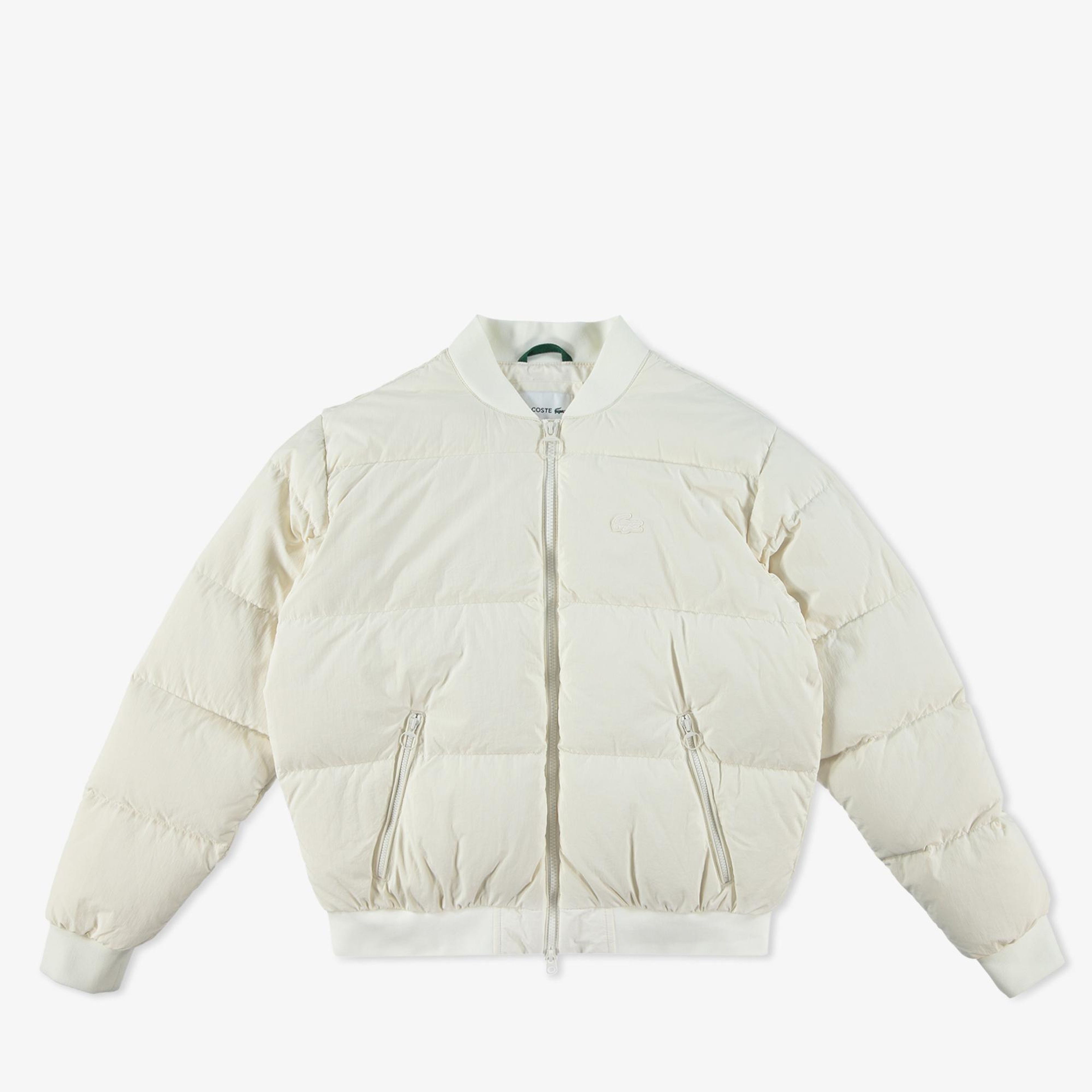 Lacoste Kadın Relaxed Fit Dik Yaka Krem Mont
