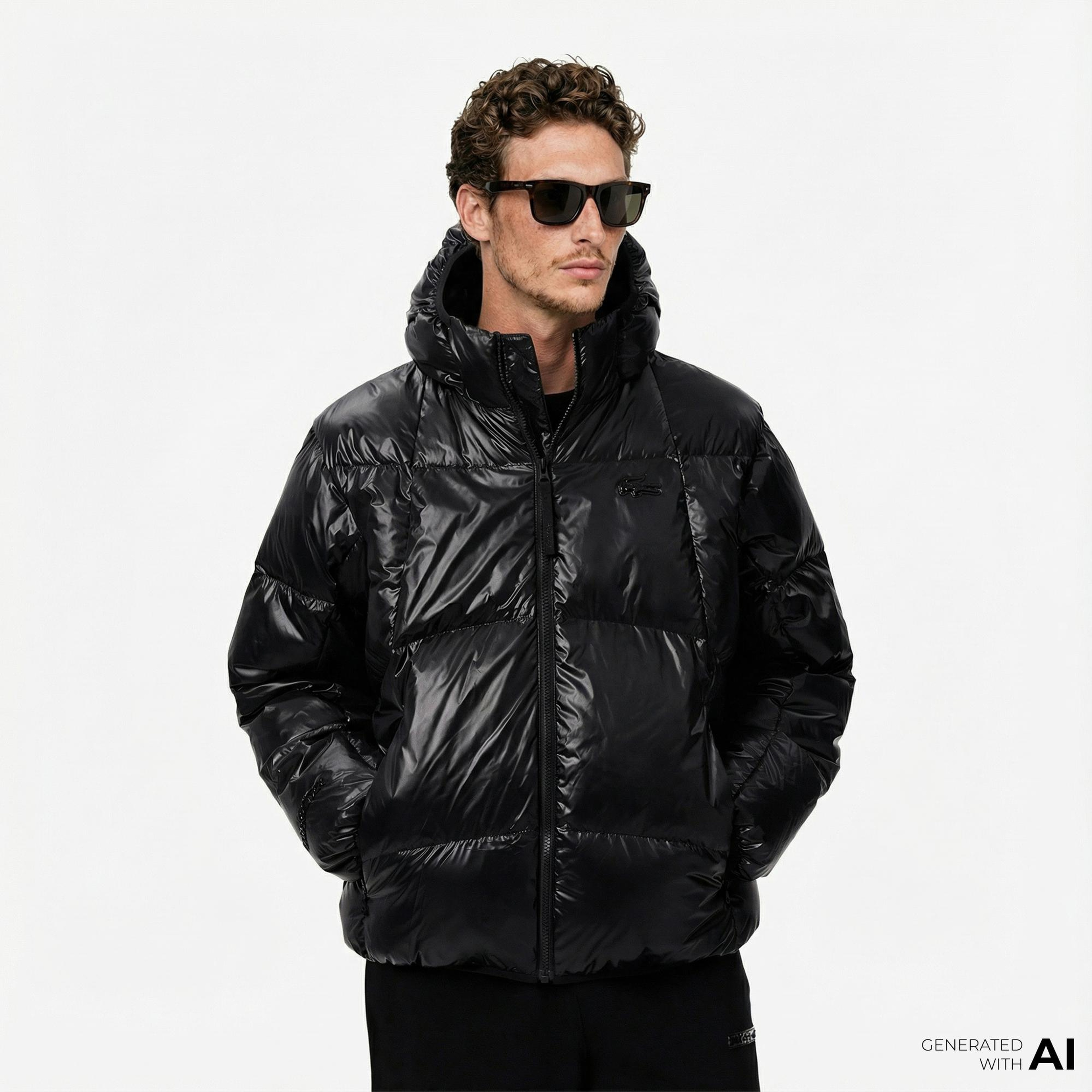 Lacoste Erkek Relaxed Fit Kapüşonlu Siyah Mont