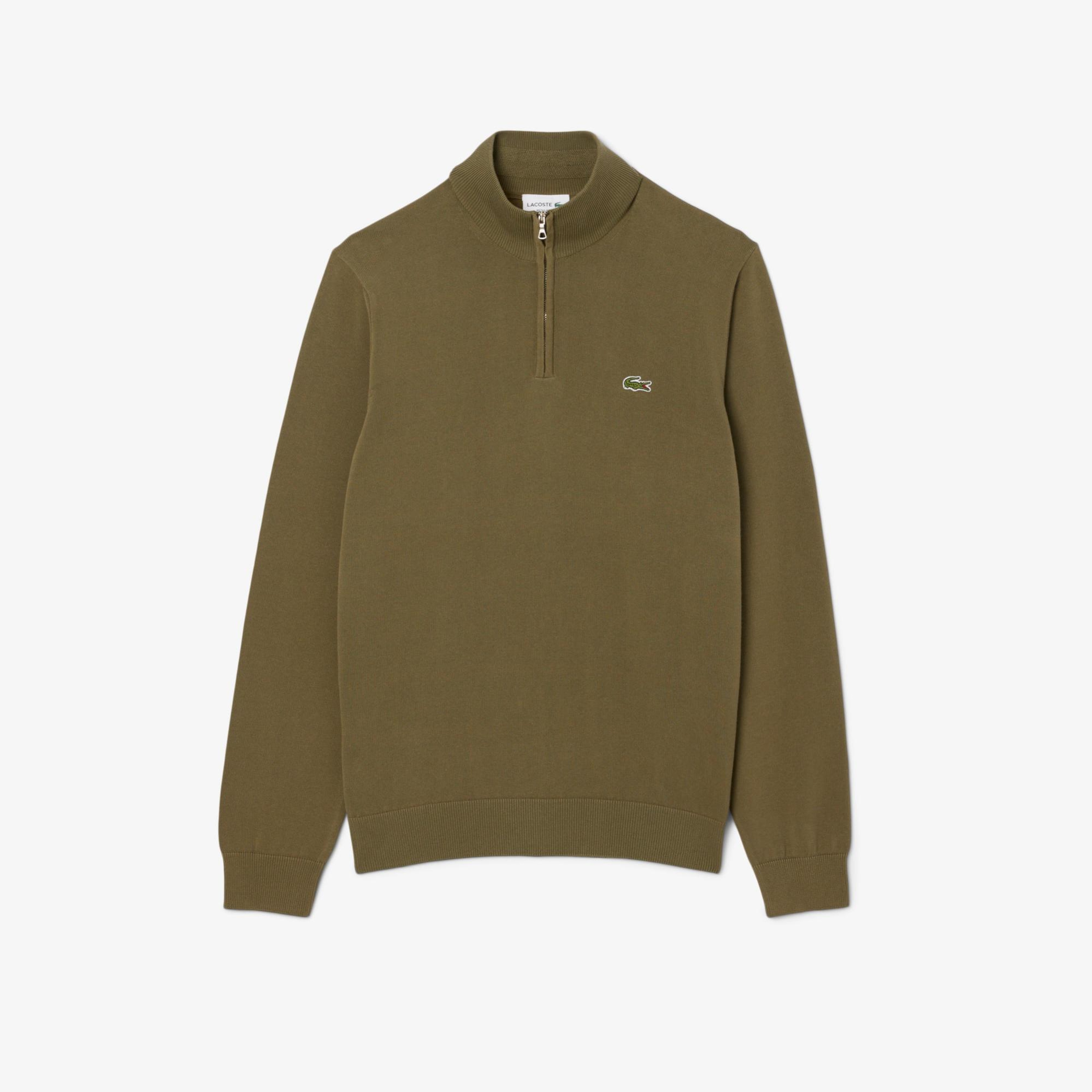 Lacoste Erkek Regular Fit Yarım Fermuarlı Haki Kazak