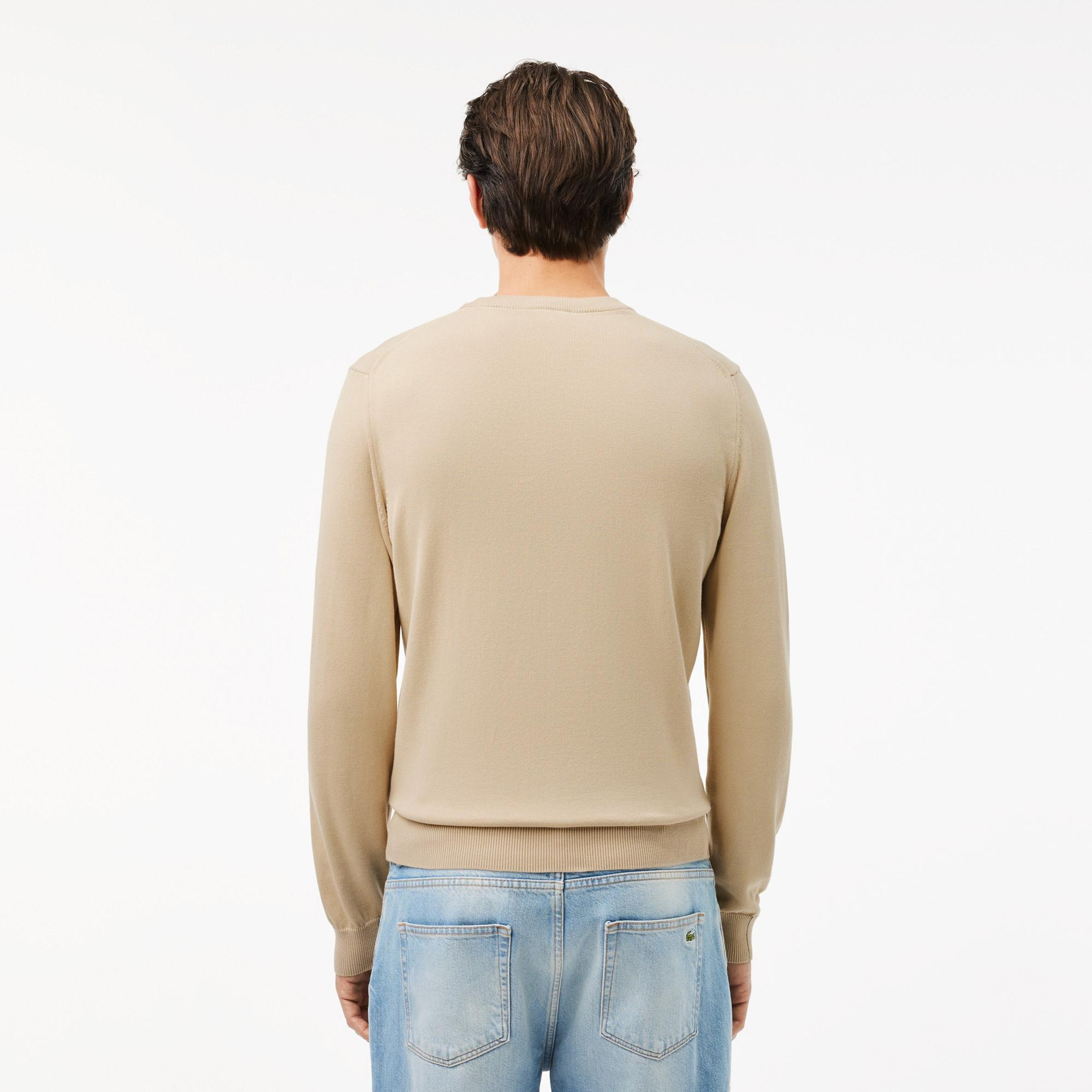 Lacoste Erkek Regular Fit Bisiklet Yaka Krem Kazak