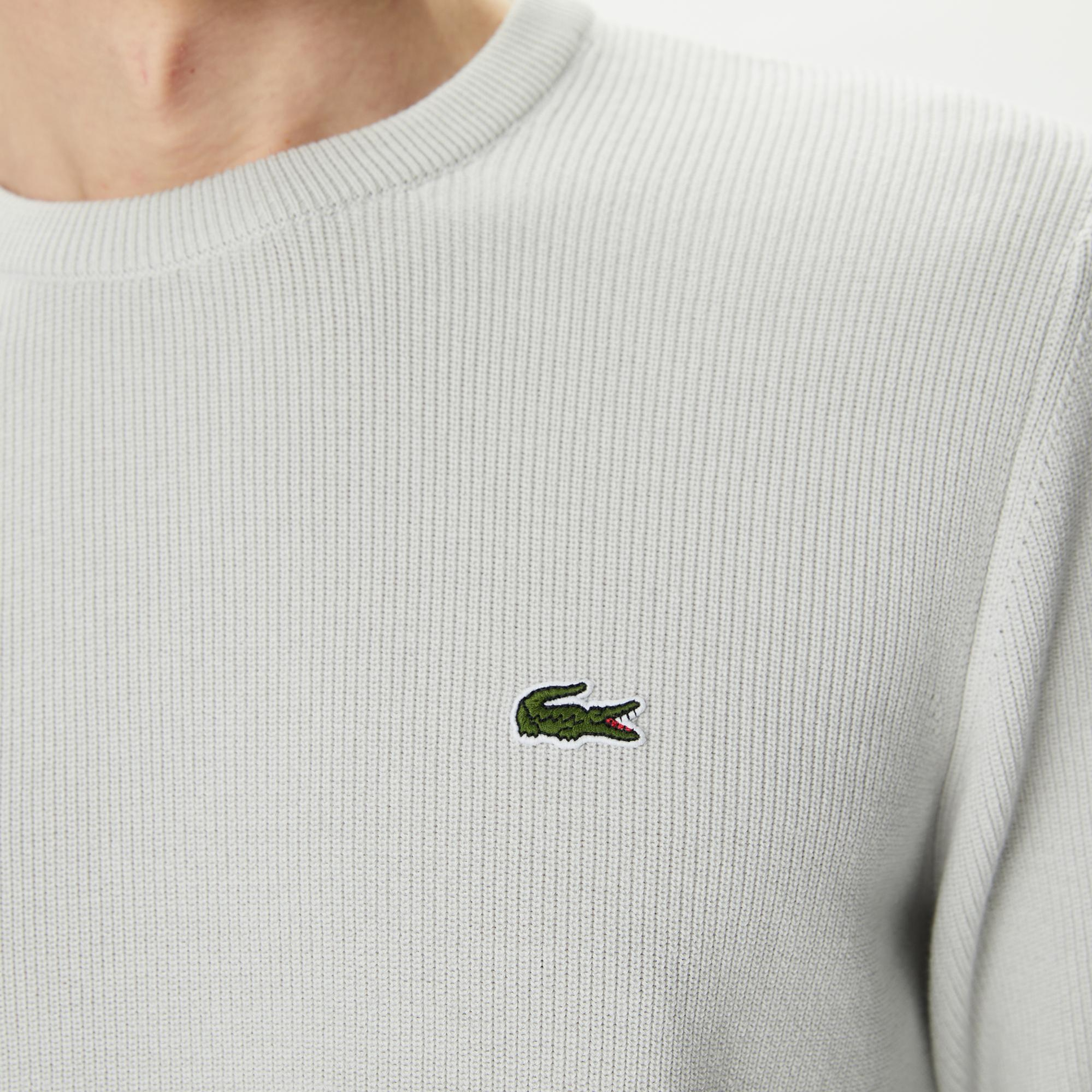Lacoste Erkek Regular Fit Bisiklet Yaka Gri Kazak