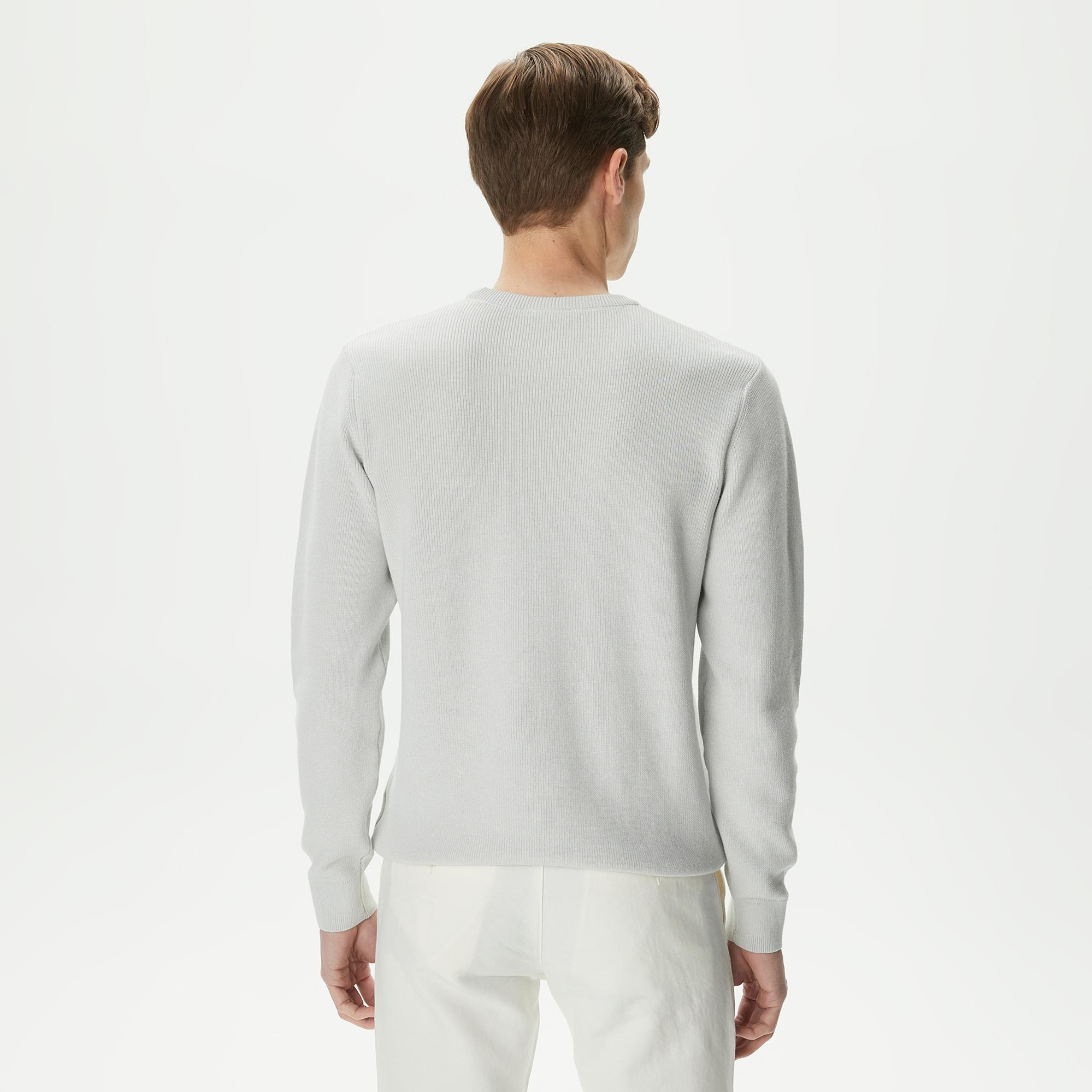 Lacoste Erkek Regular Fit Bisiklet Yaka Gri Kazak