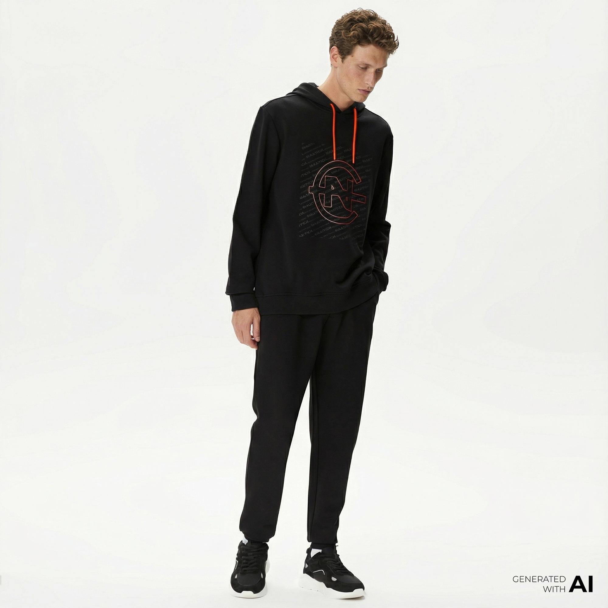 Nautica Erkek Siyah Standart Fit Eşofman Altı