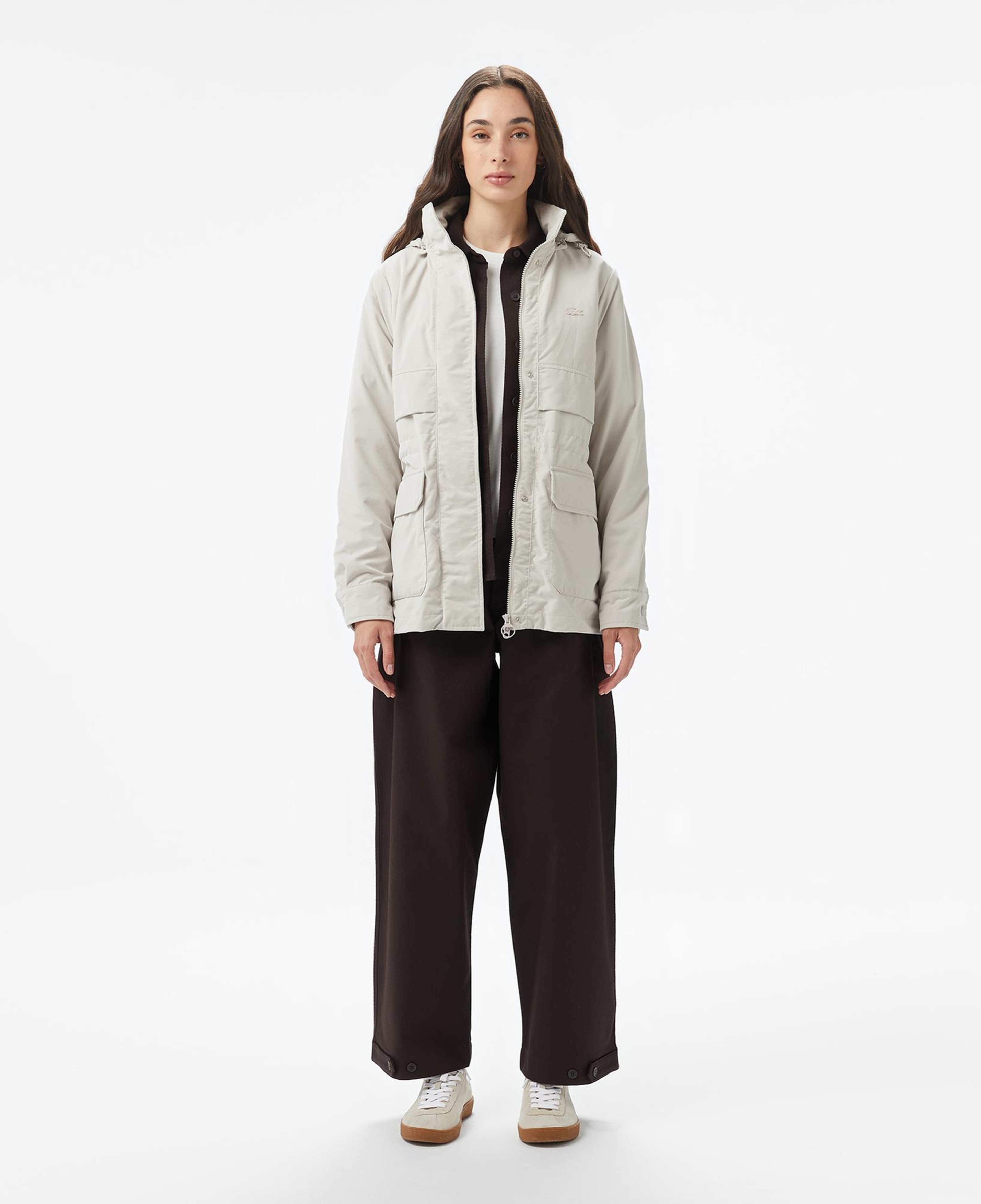 Lacoste Kadın Kapüşonlu Beyaz Mont