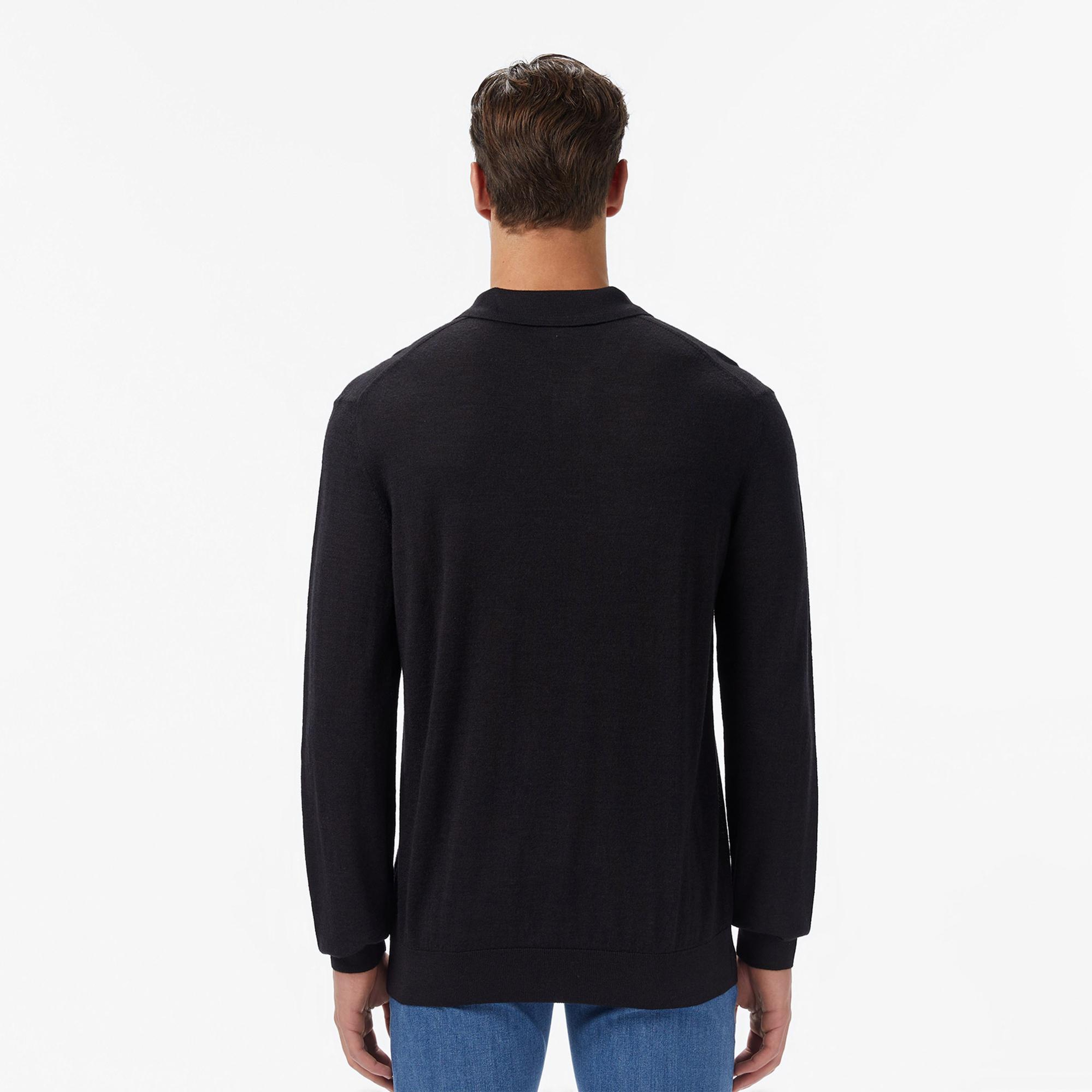 Lacoste Erkek Classic Fit Polo Yaka Siyah Kazak