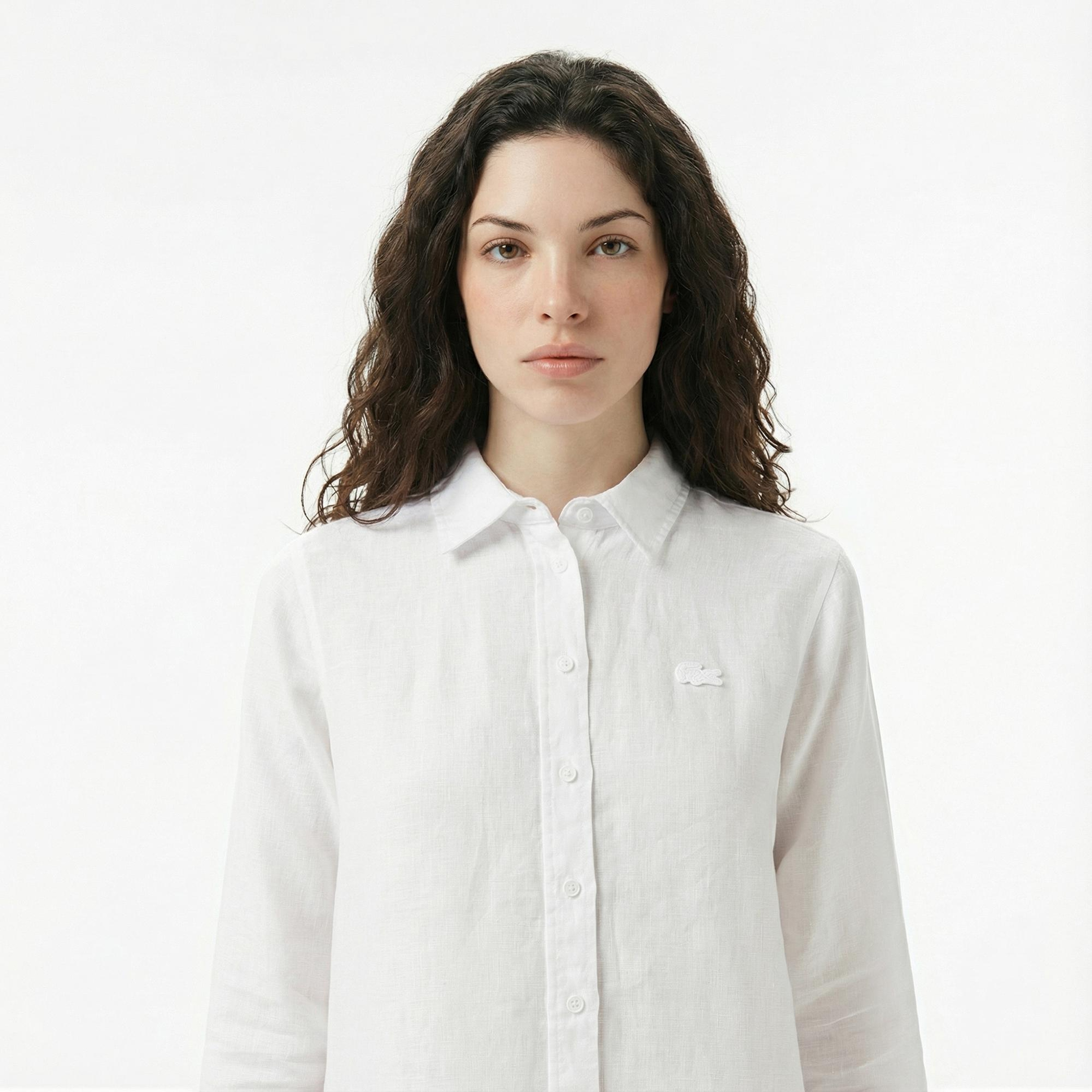 Lacoste Kadın Relaxed Fit Beyaz Gömlek