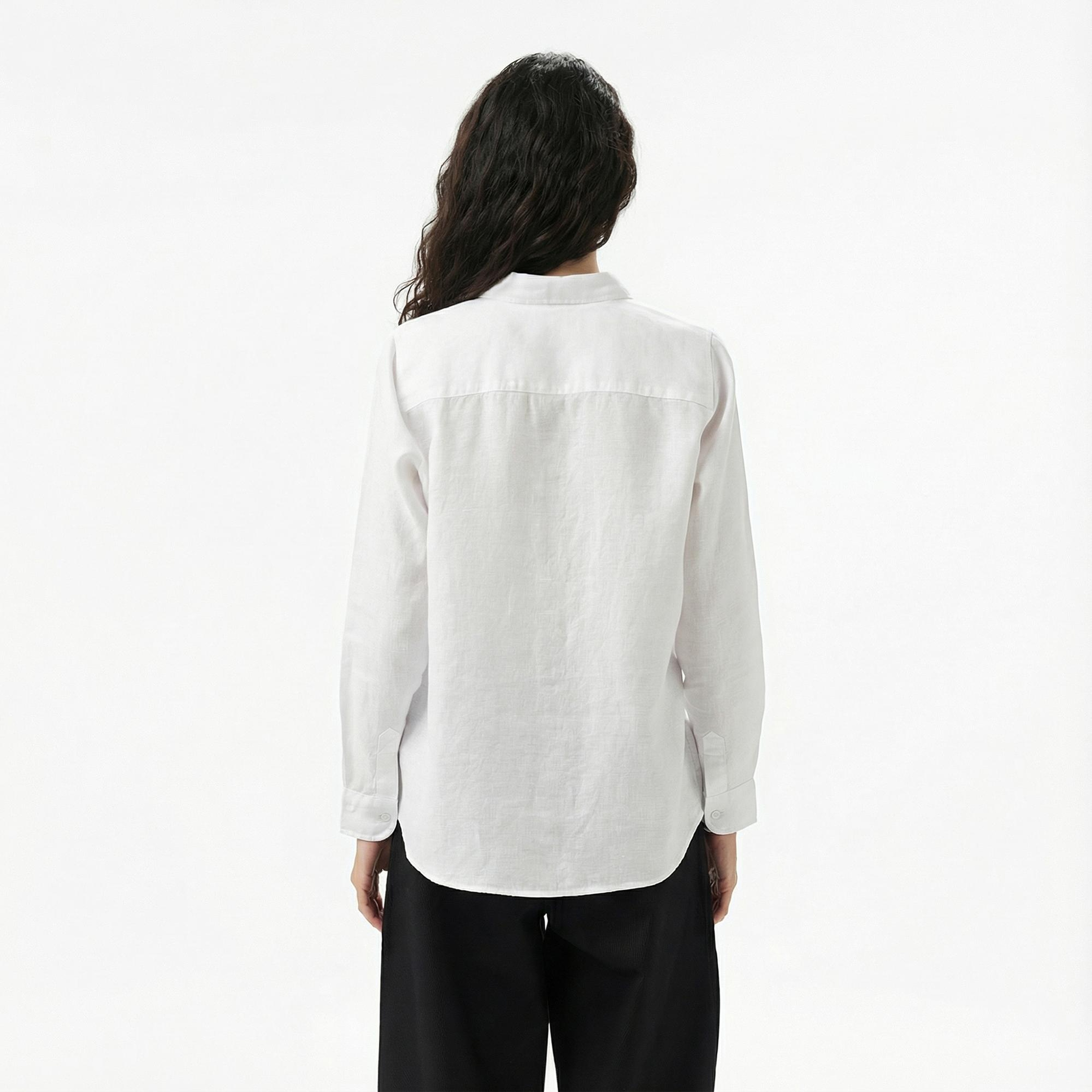 Lacoste Kadın Relaxed Fit Beyaz Gömlek