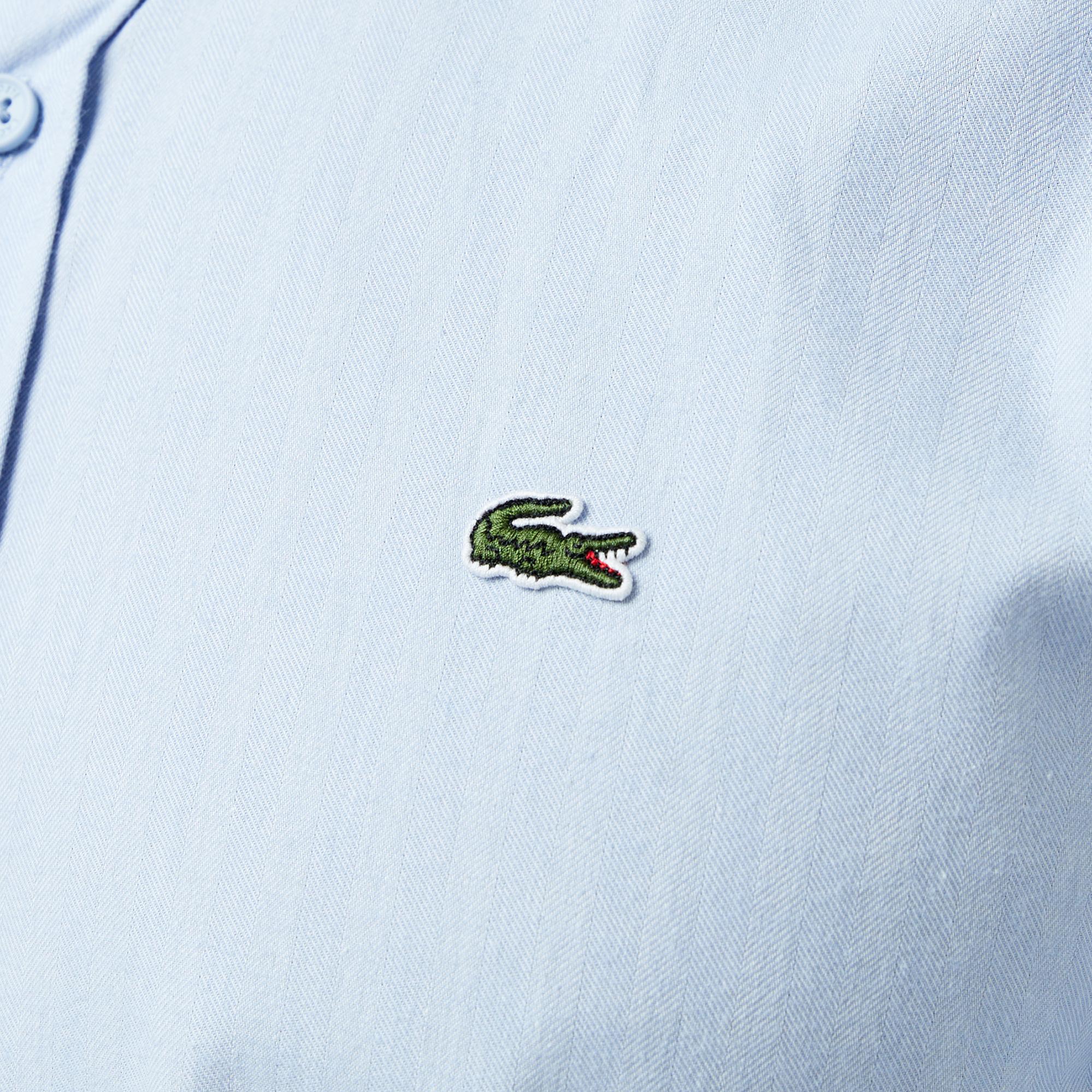 Lacoste Erkek Slim Fit Düğmeli Yaka Mavi Gömlek