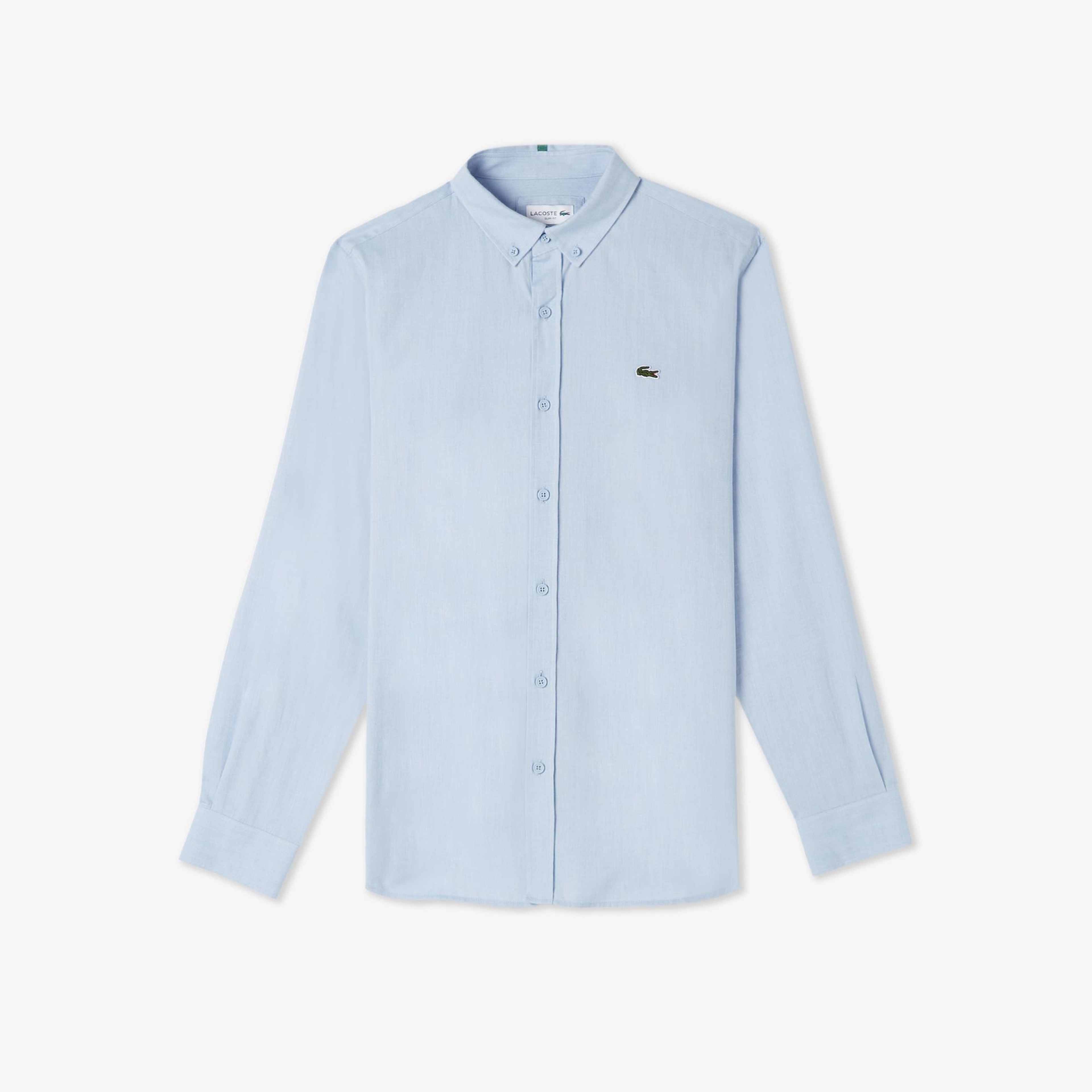 Lacoste Erkek Slim Fit Düğmeli Yaka Mavi Gömlek