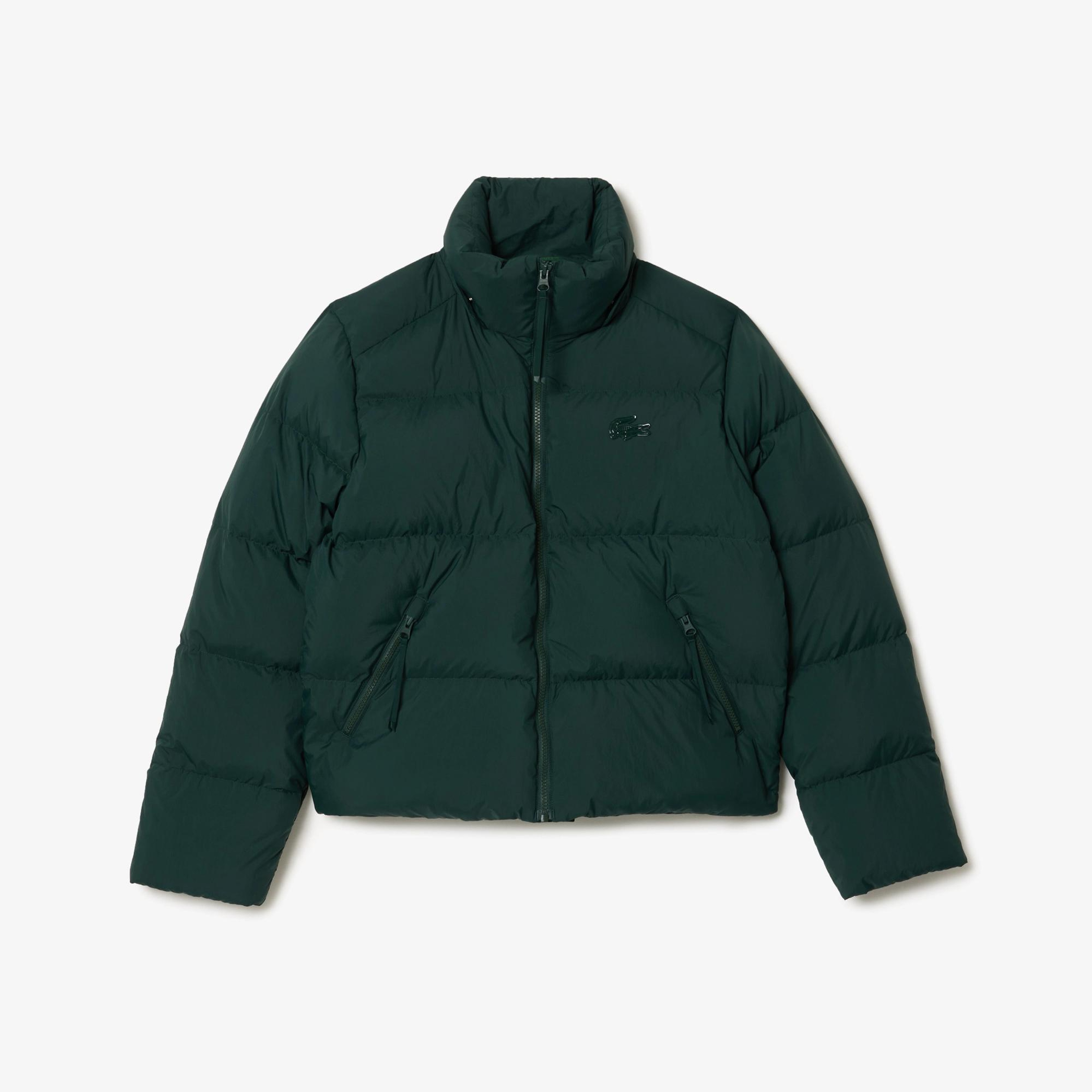 Lacoste Kadın Relaxed Fit Kapüşonlu Koyu Yeşil Şişme Mont