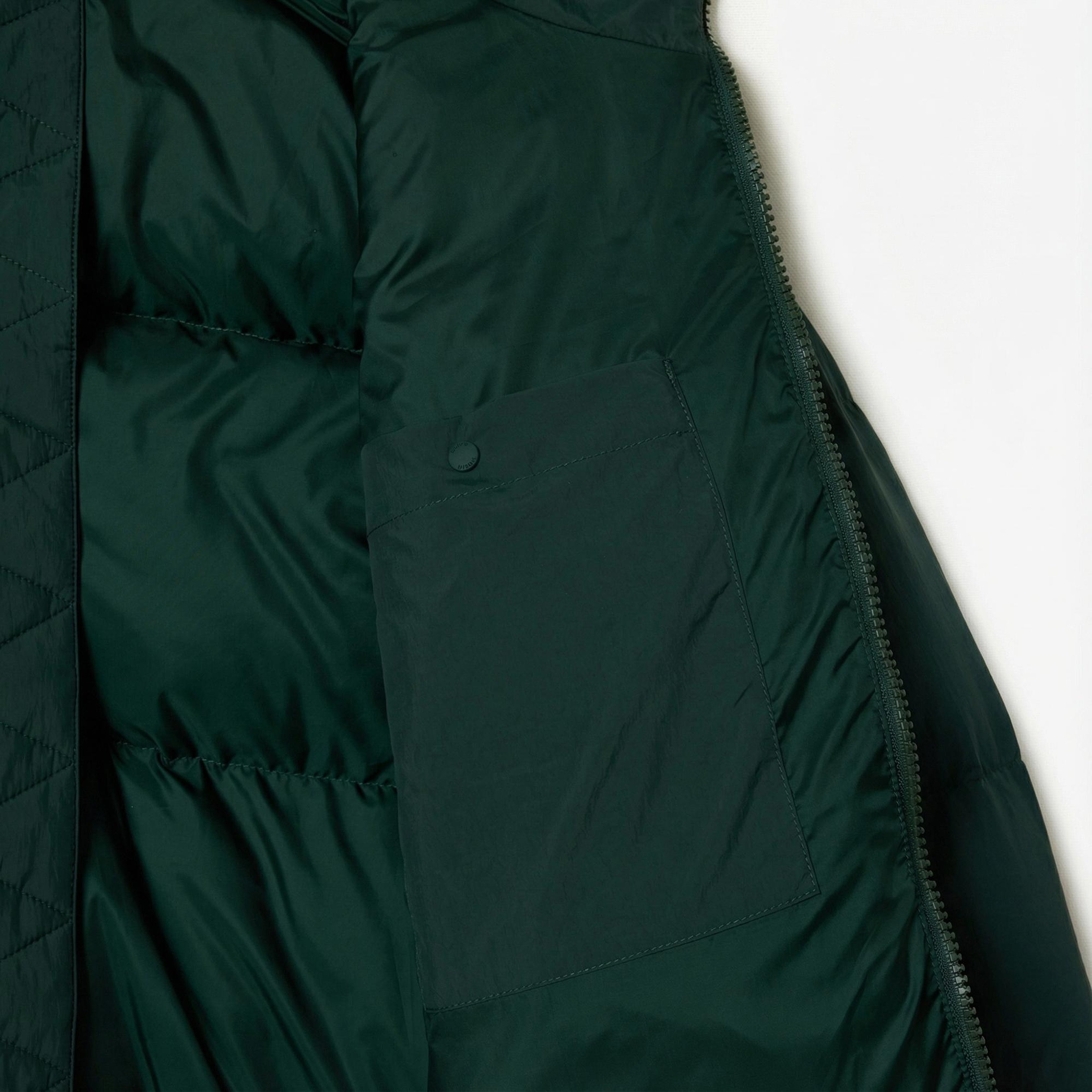 Lacoste Kadın Relaxed Fit Kapüşonlu Koyu Yeşil Şişme Mont