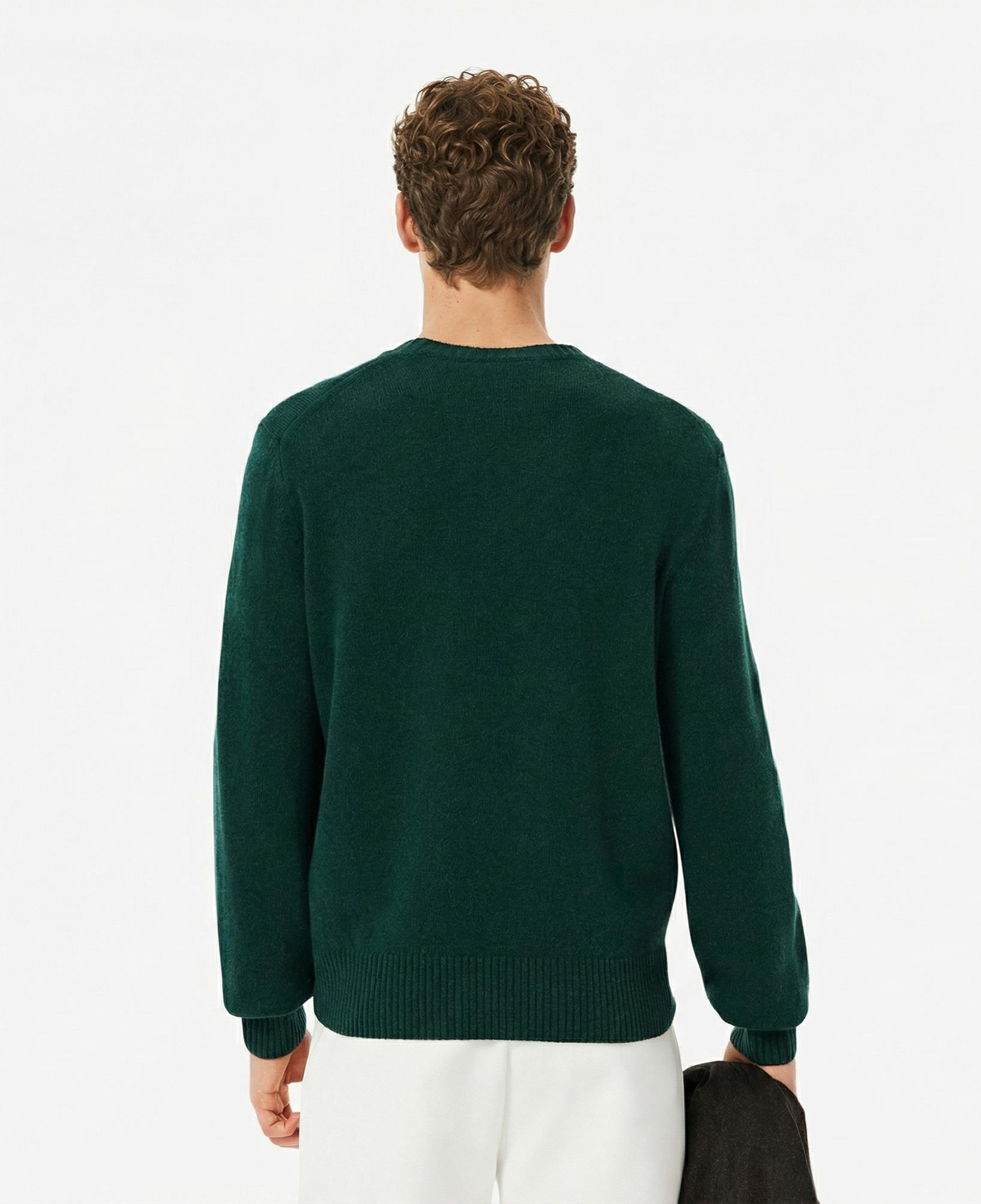 Lacoste Erkek Classic Fit Bisiklet Yaka Koyu Yeşil Kazak