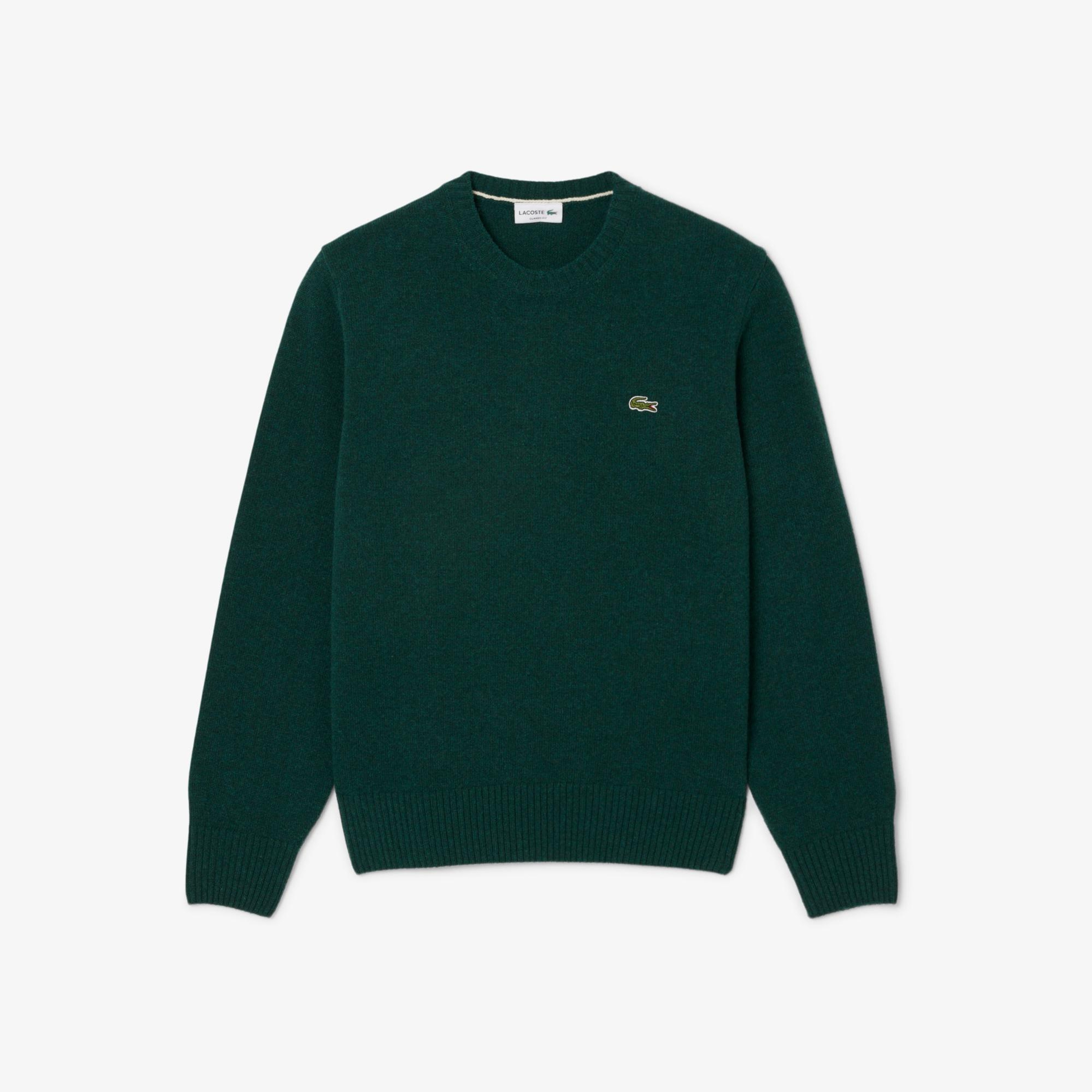 Lacoste Erkek Classic Fit Bisiklet Yaka Koyu Yeşil Kazak