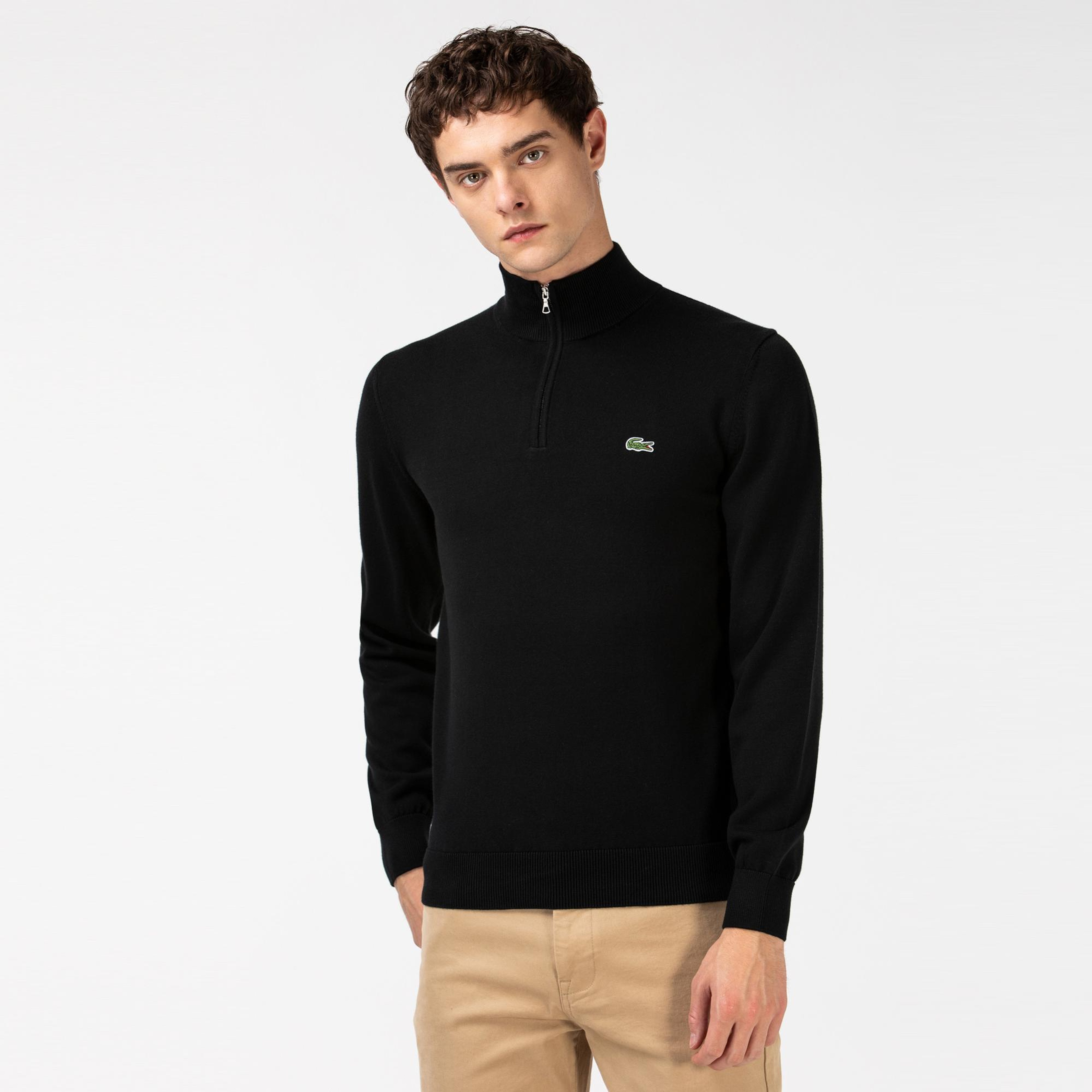 Lacoste Erkek Regular Fit Yarım Fermuarlı Lacivert Kazak