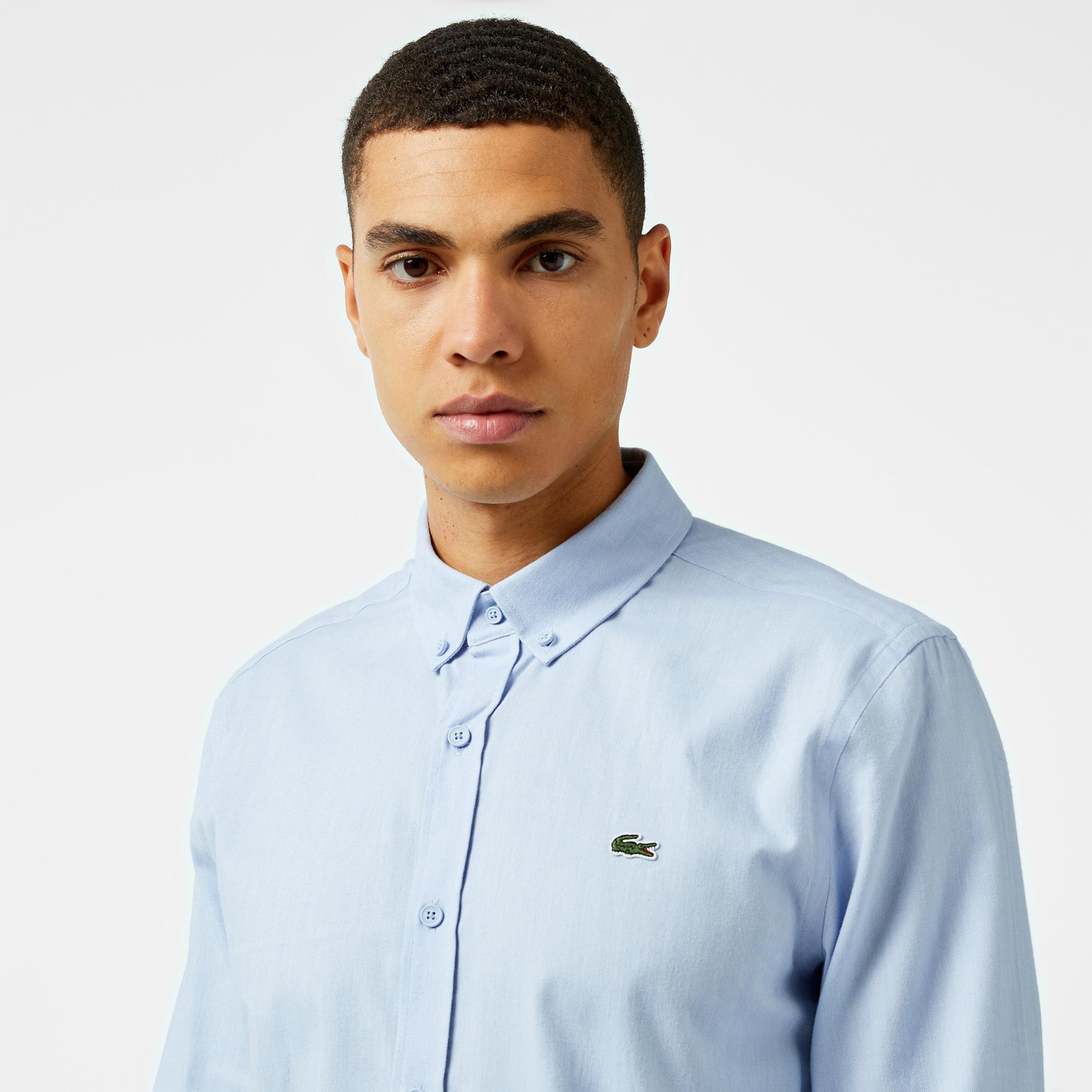 Lacoste Erkek Slim Fit Düğmeli Yaka Mavi Gömlek