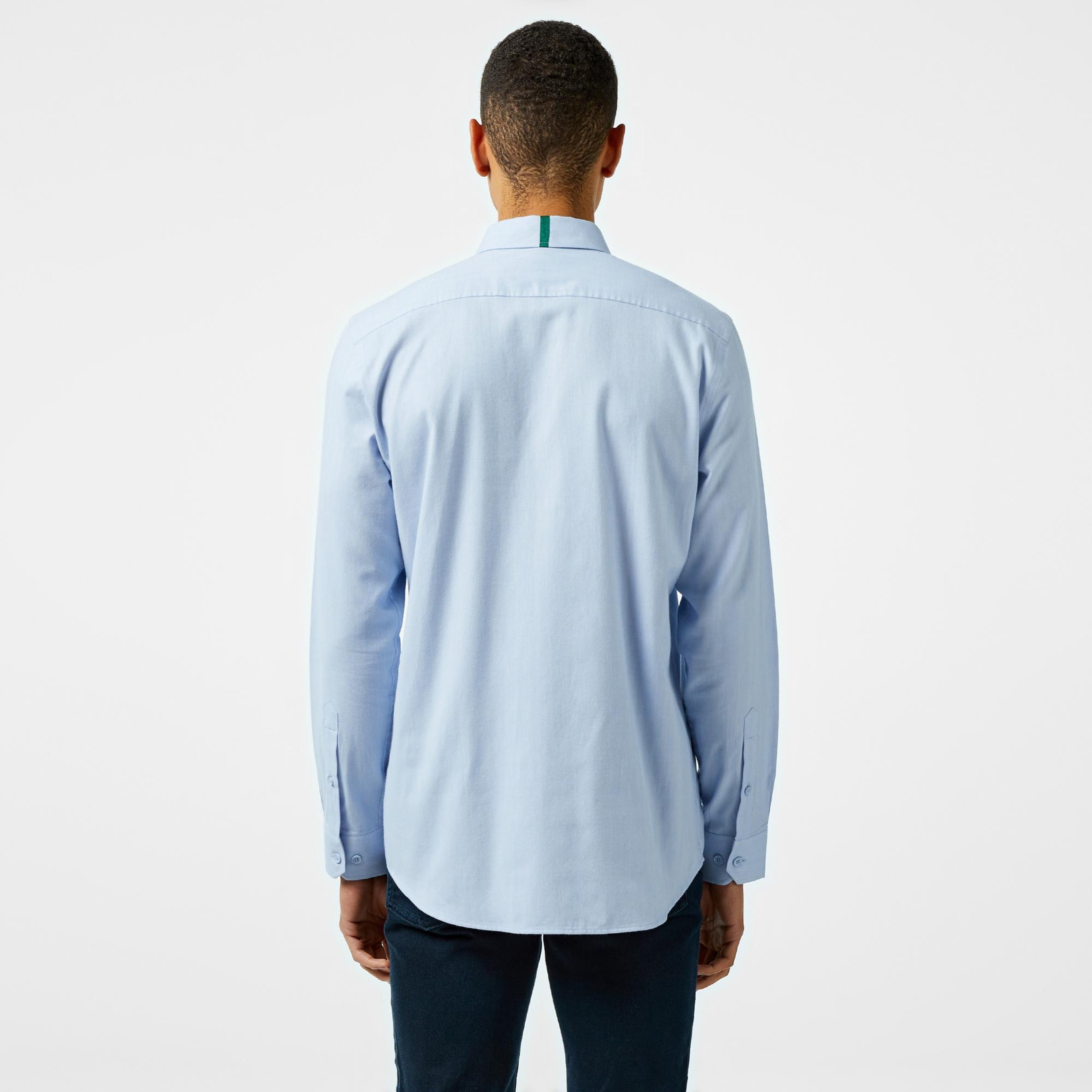 Lacoste Erkek Slim Fit Düğmeli Yaka Mavi Gömlek