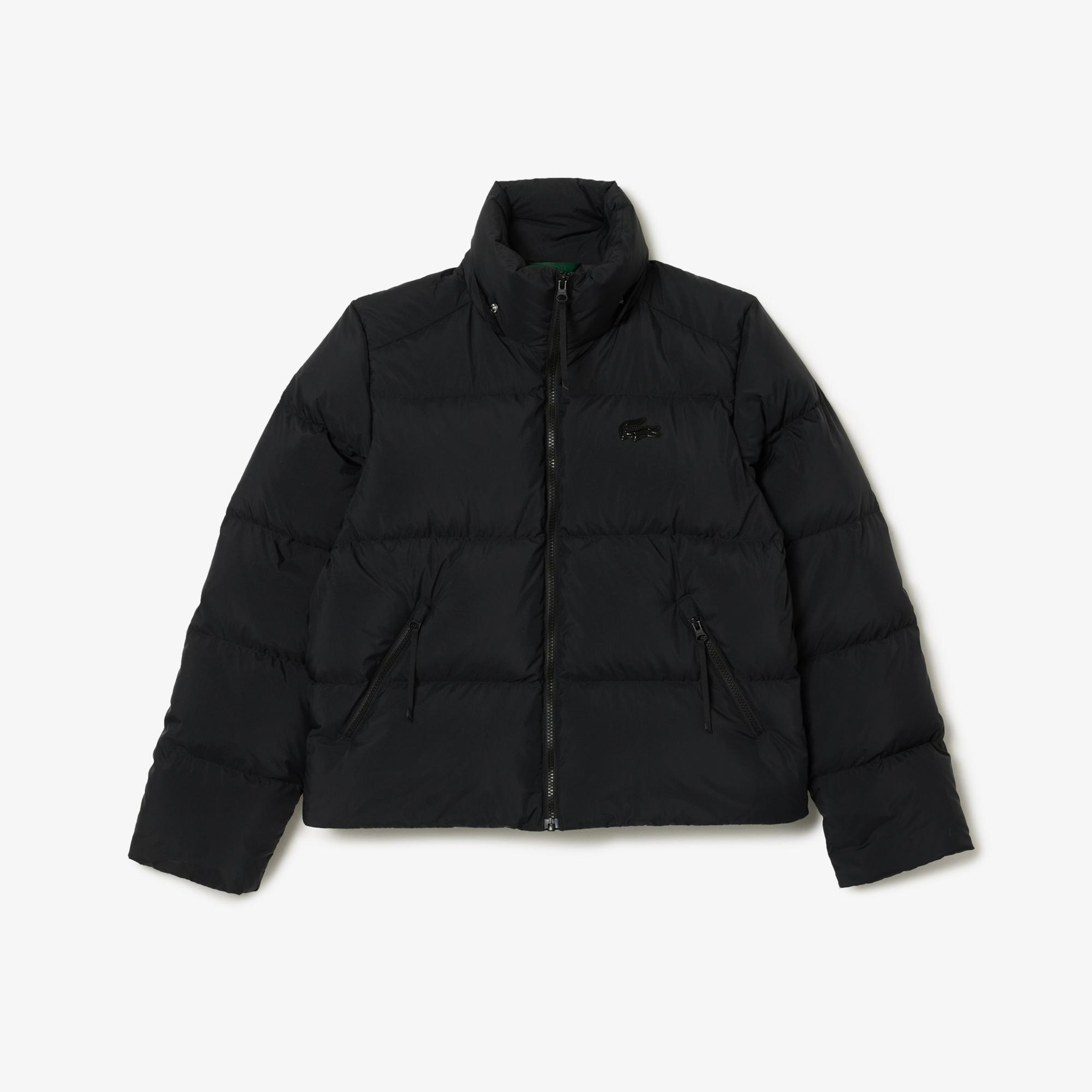 Lacoste Kadın Relaxed Fit Kapüşonlu Siyah Şişme Mont