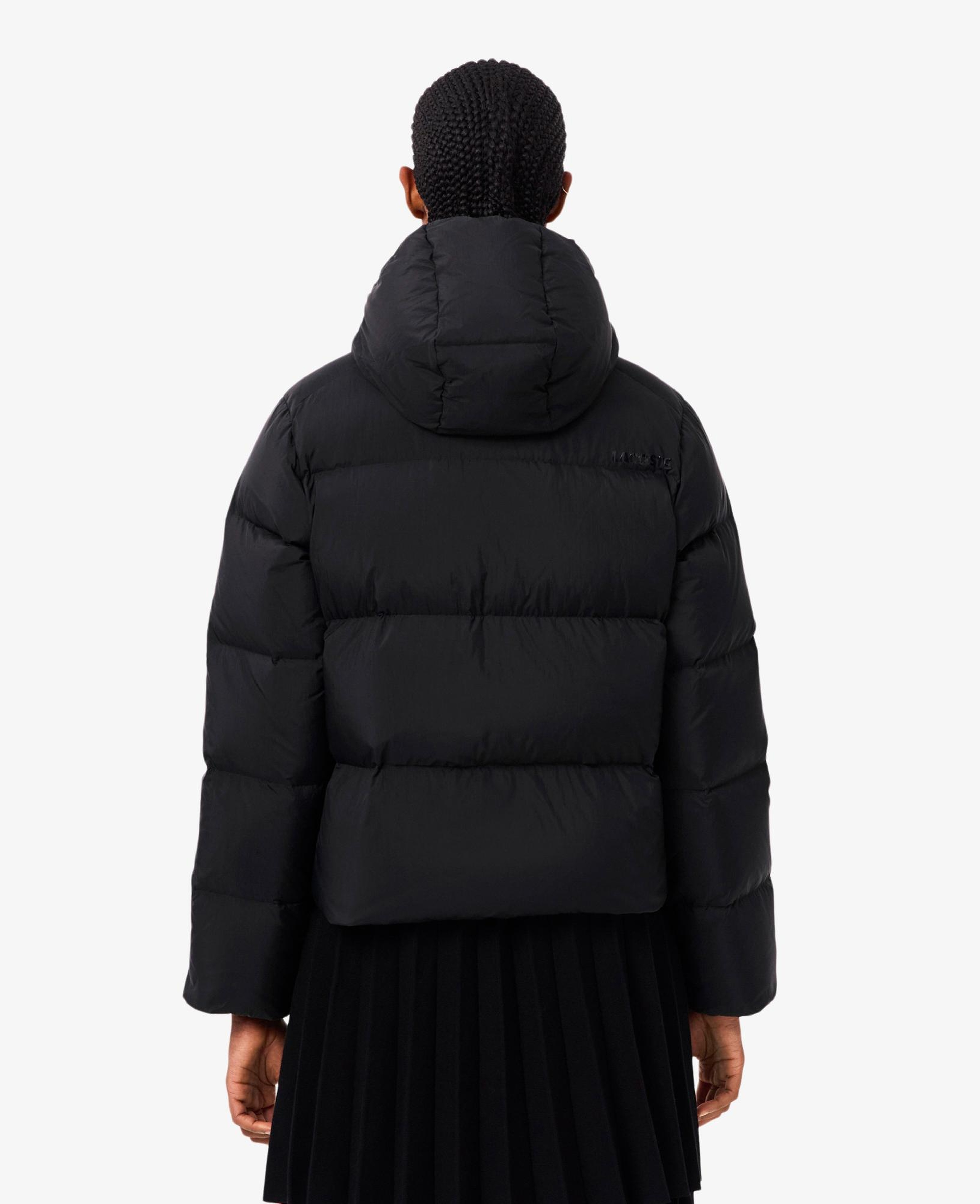 Lacoste Kadın Relaxed Fit Kapüşonlu Siyah Şişme Mont