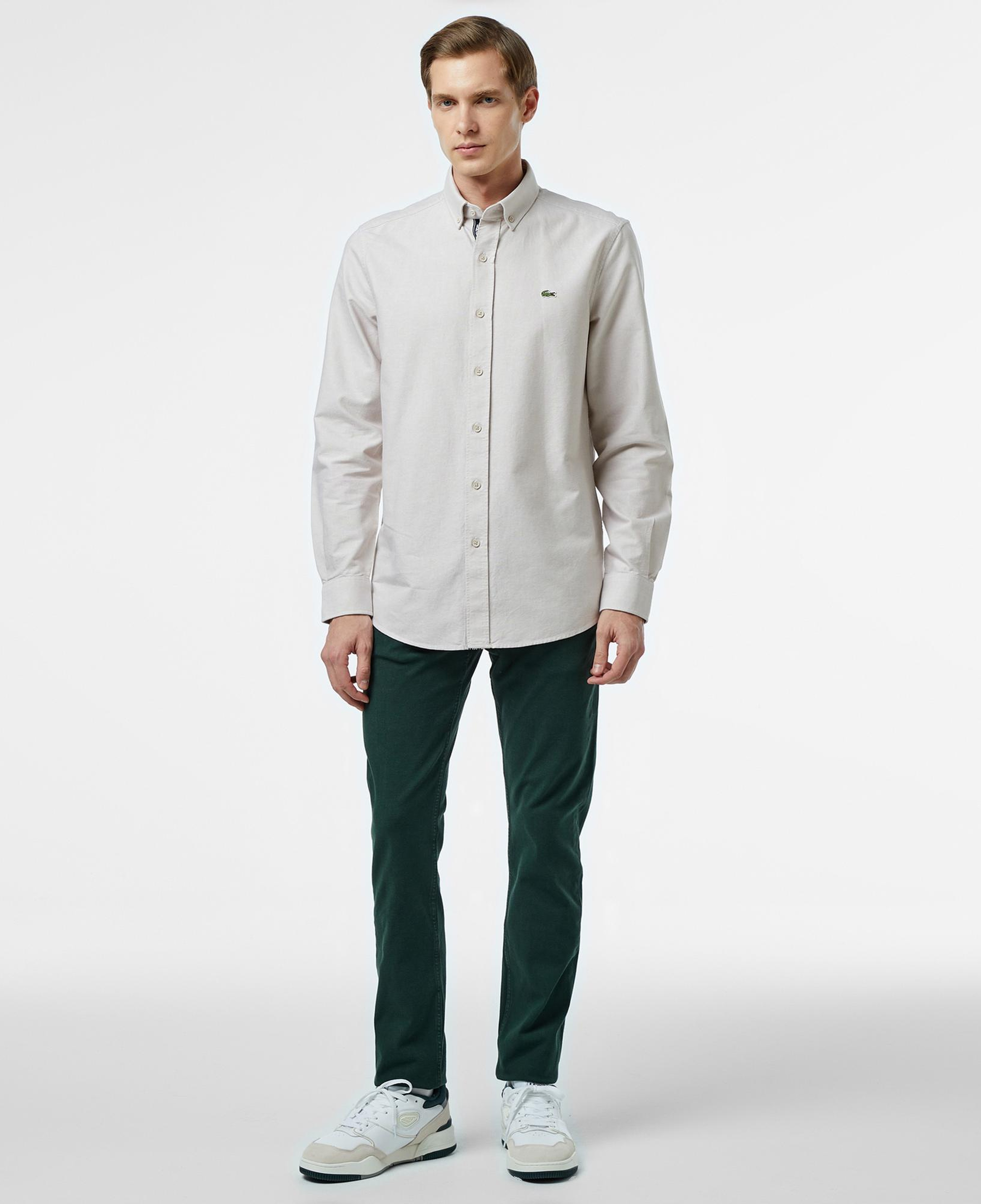 Lacoste Erkek Slim Fit Düğmeli Yaka Gri Gömlek