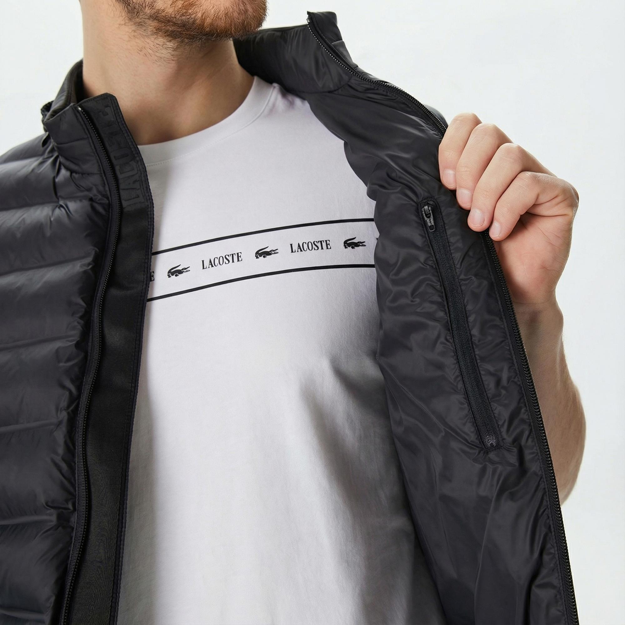 Lacoste Erkek Slim Fit Kapüşonlu Siyah Yelek