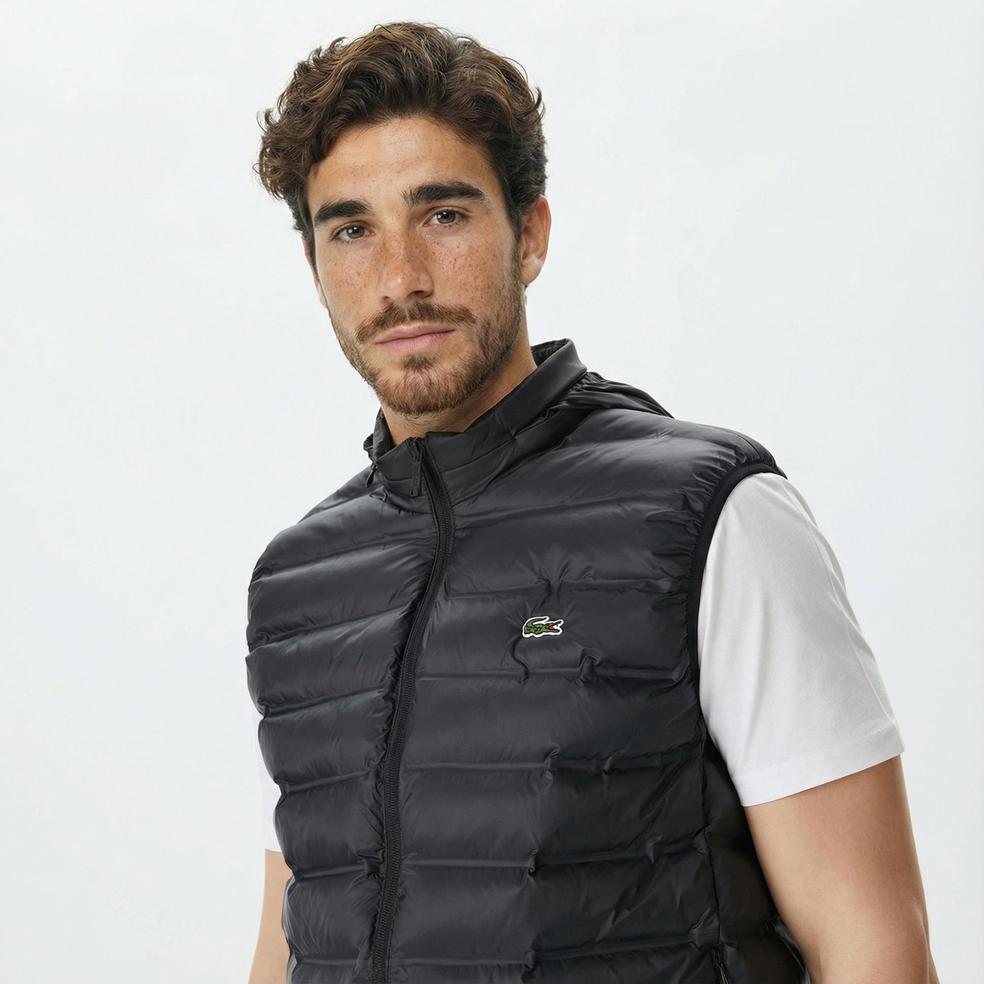 Lacoste Erkek Slim Fit Kapüşonlu Siyah Yelek