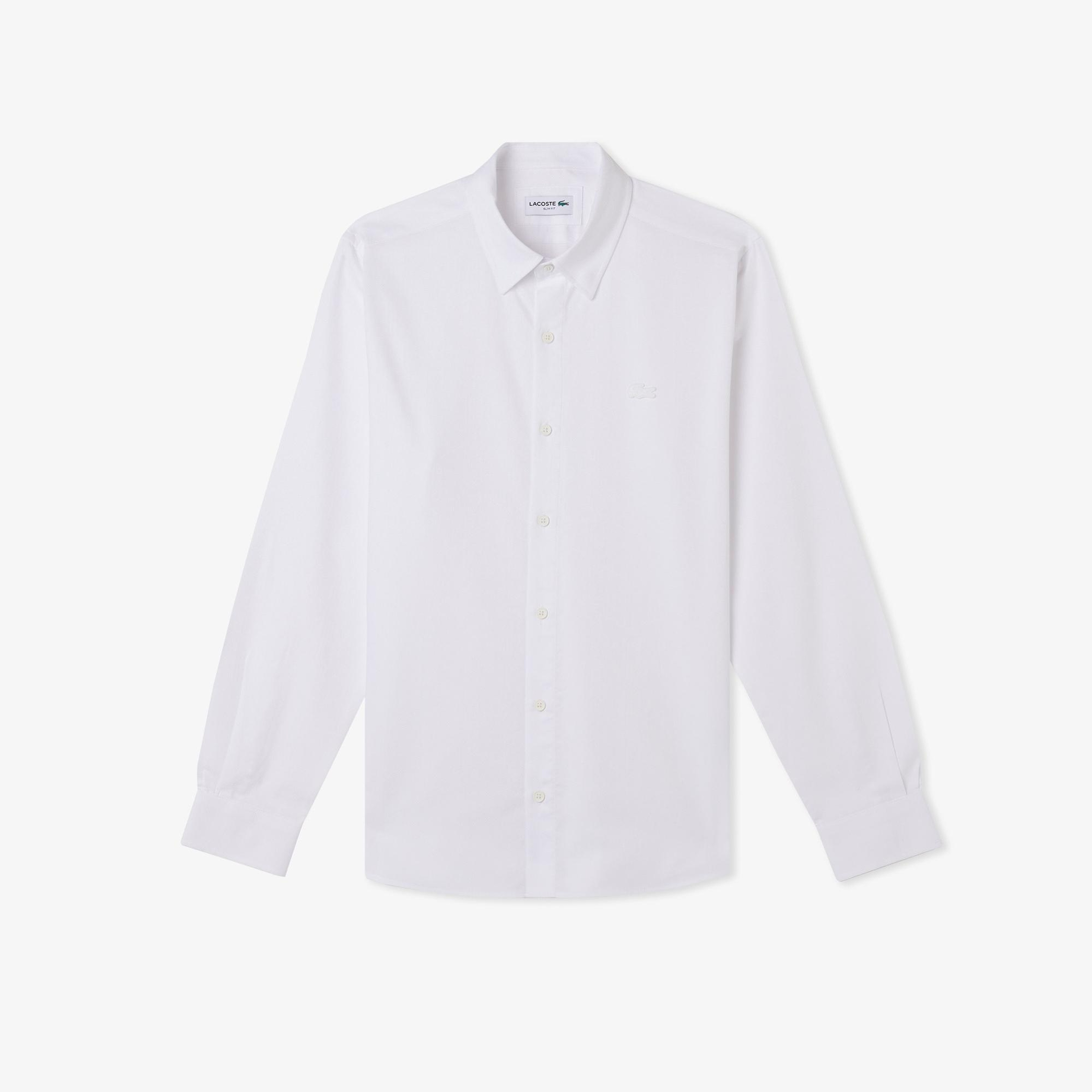 Lacoste Erkek Slim Fit Düğmeli Yaka Beyaz Gömlek
