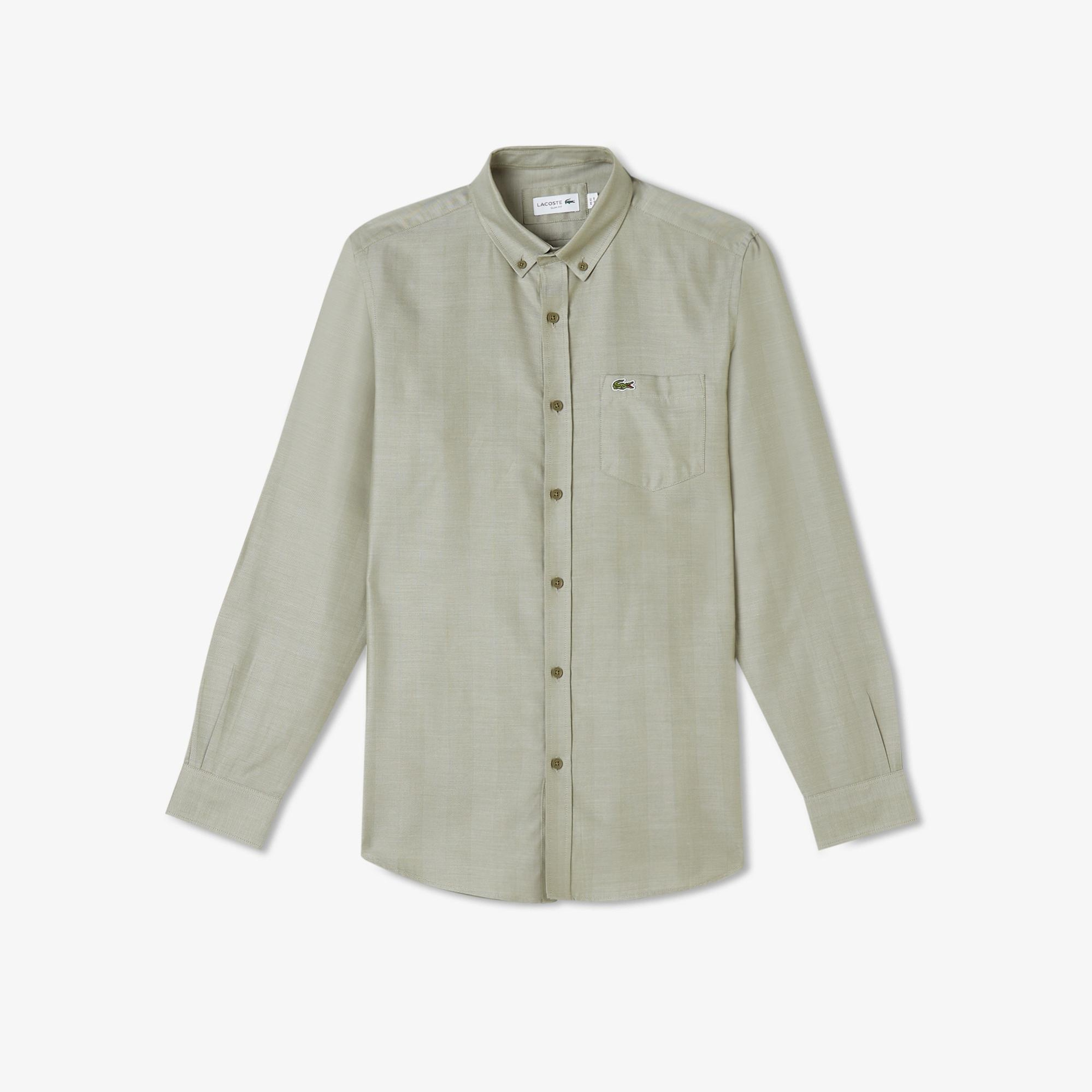 Lacoste Erkek Slim Fit Düğmeli Yaka Gri Gömlek