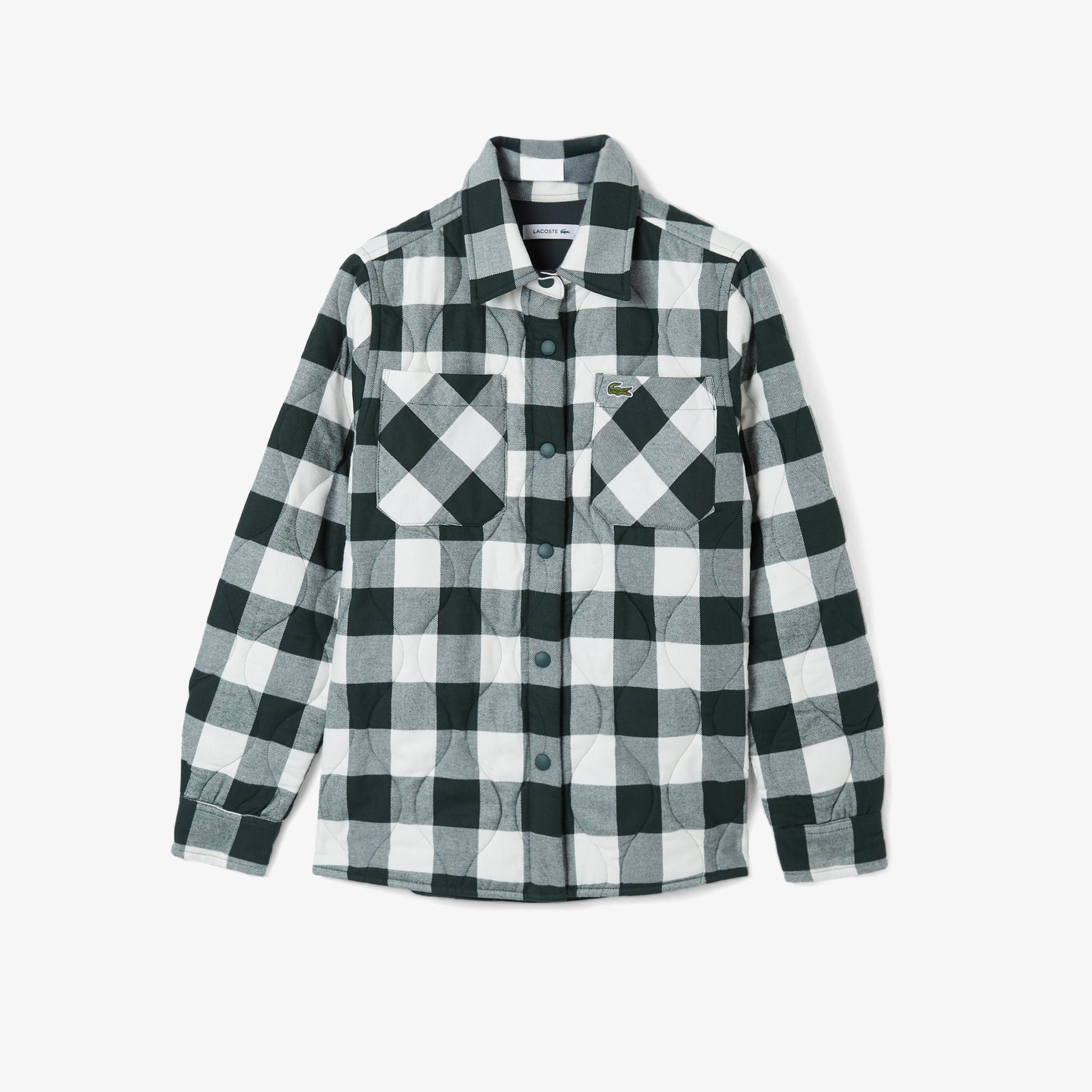 Lacoste Kadın Ekose Koyu Yeşil Gömlek