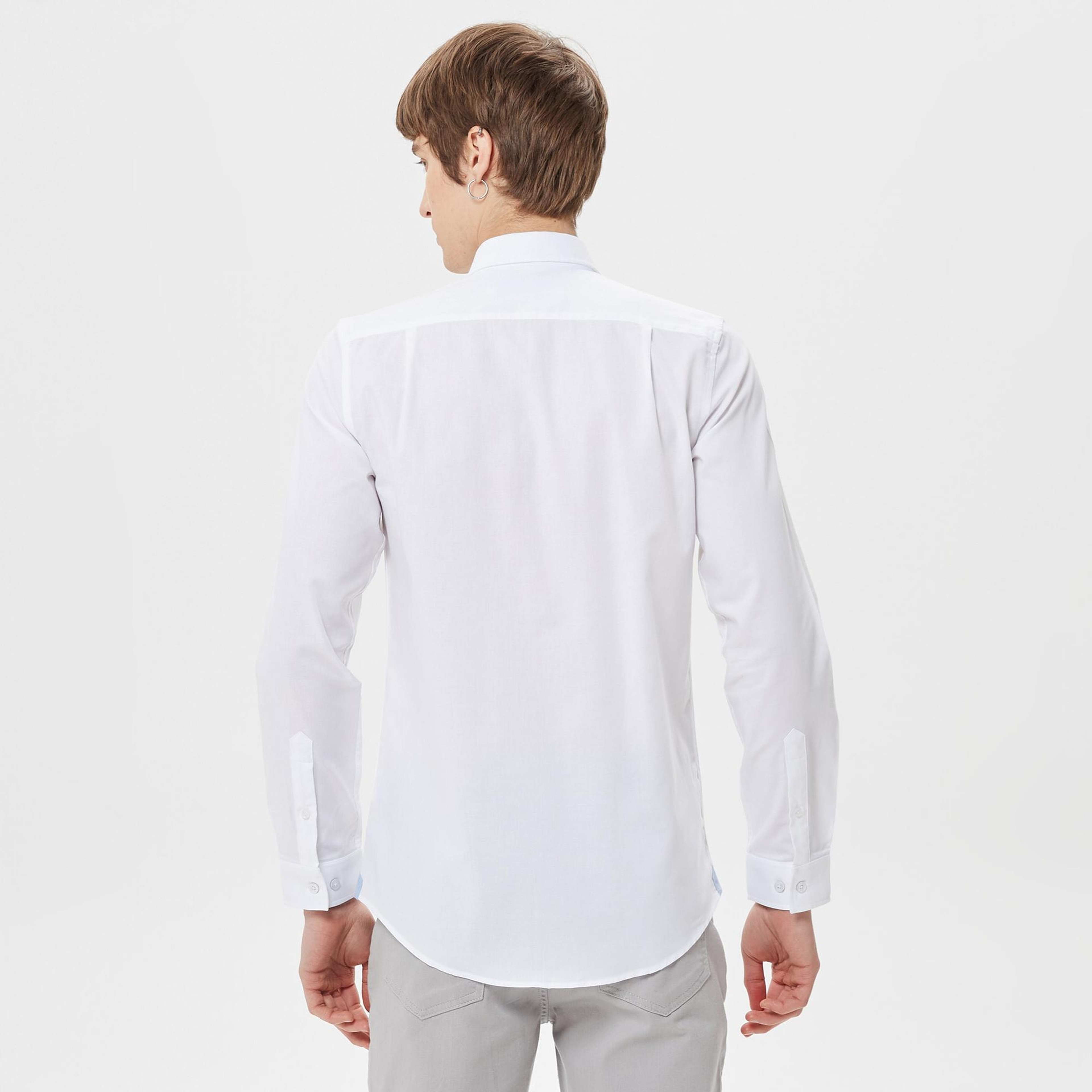 Lacoste Erkek Slim Fit Düğmeli Yaka Beyaz Gömlek