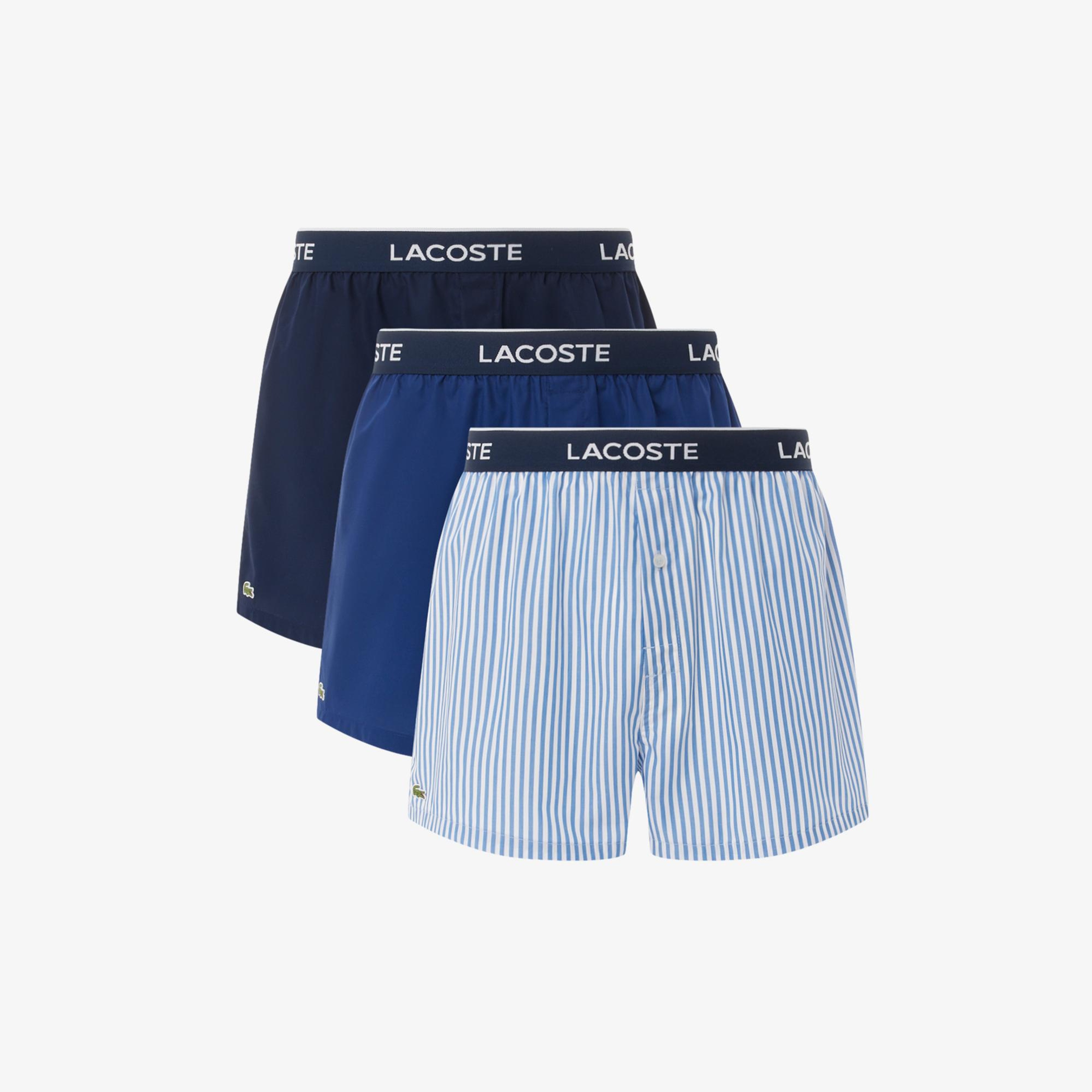 Lacoste Erkek 3'lü Mavi Boxer