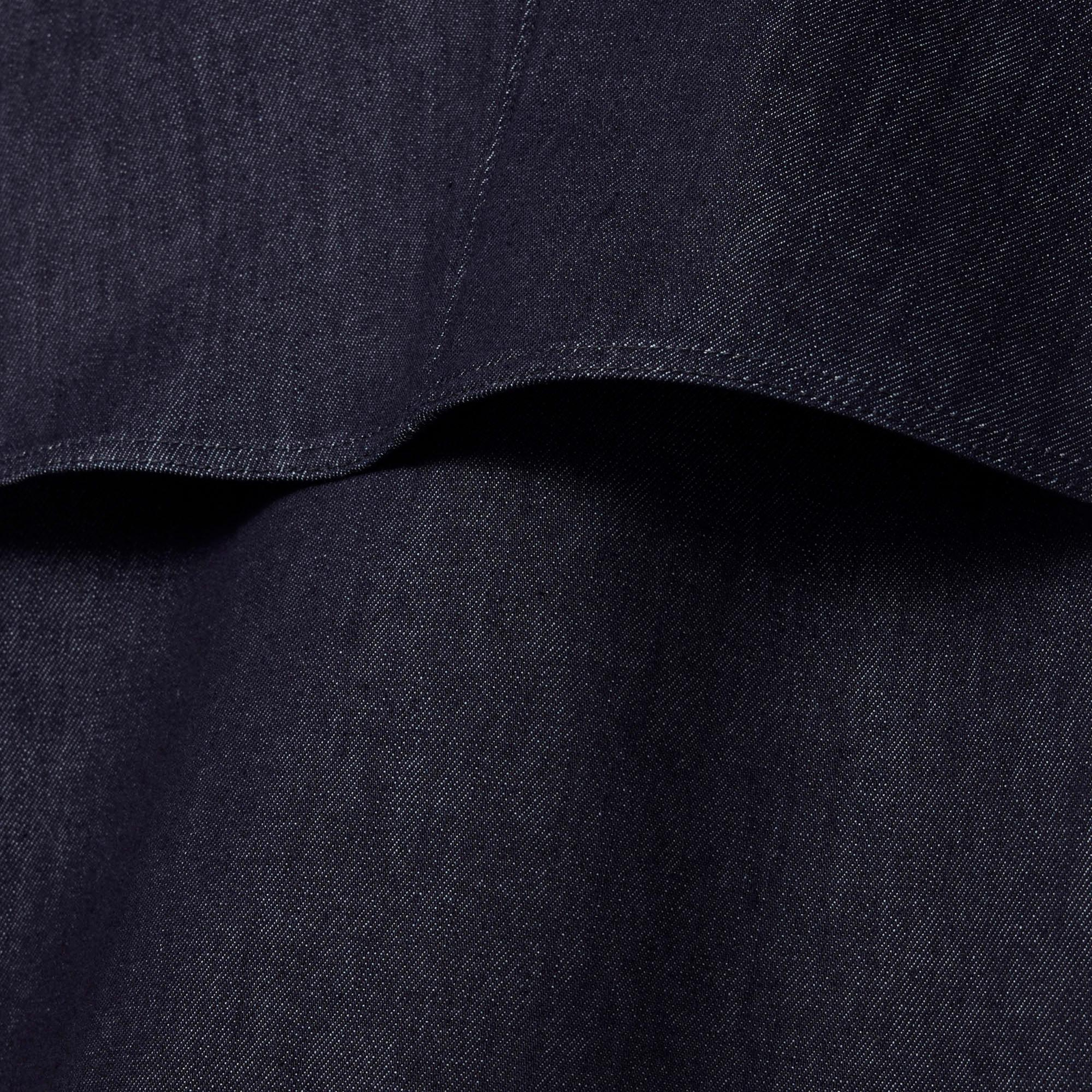 Lacoste Runway Unisex Oversize Fit Dik Yaka Denim Lacivert Ceket