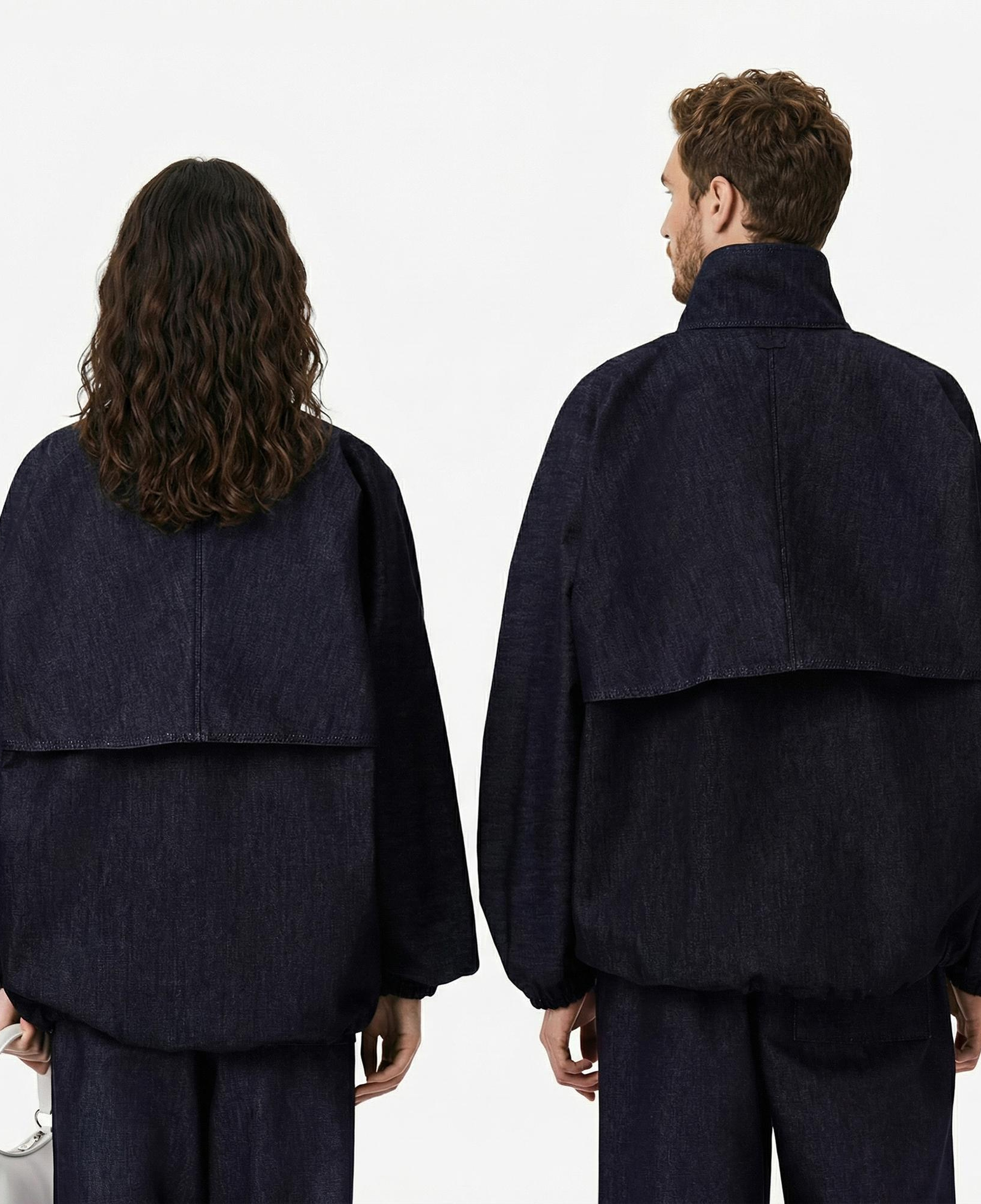 Lacoste Runway Unisex Oversize Fit Dik Yaka Denim Lacivert Ceket