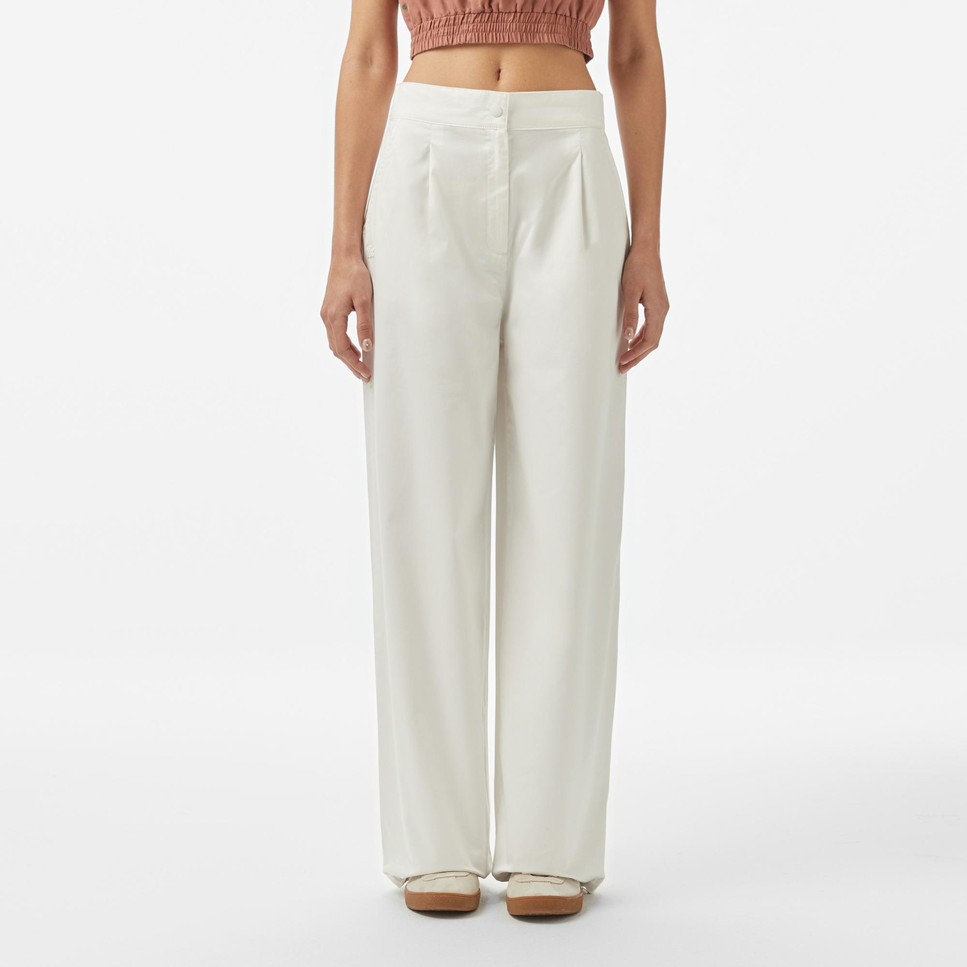Lacoste Kadın Relaxed Fit Beyaz Pantolon
