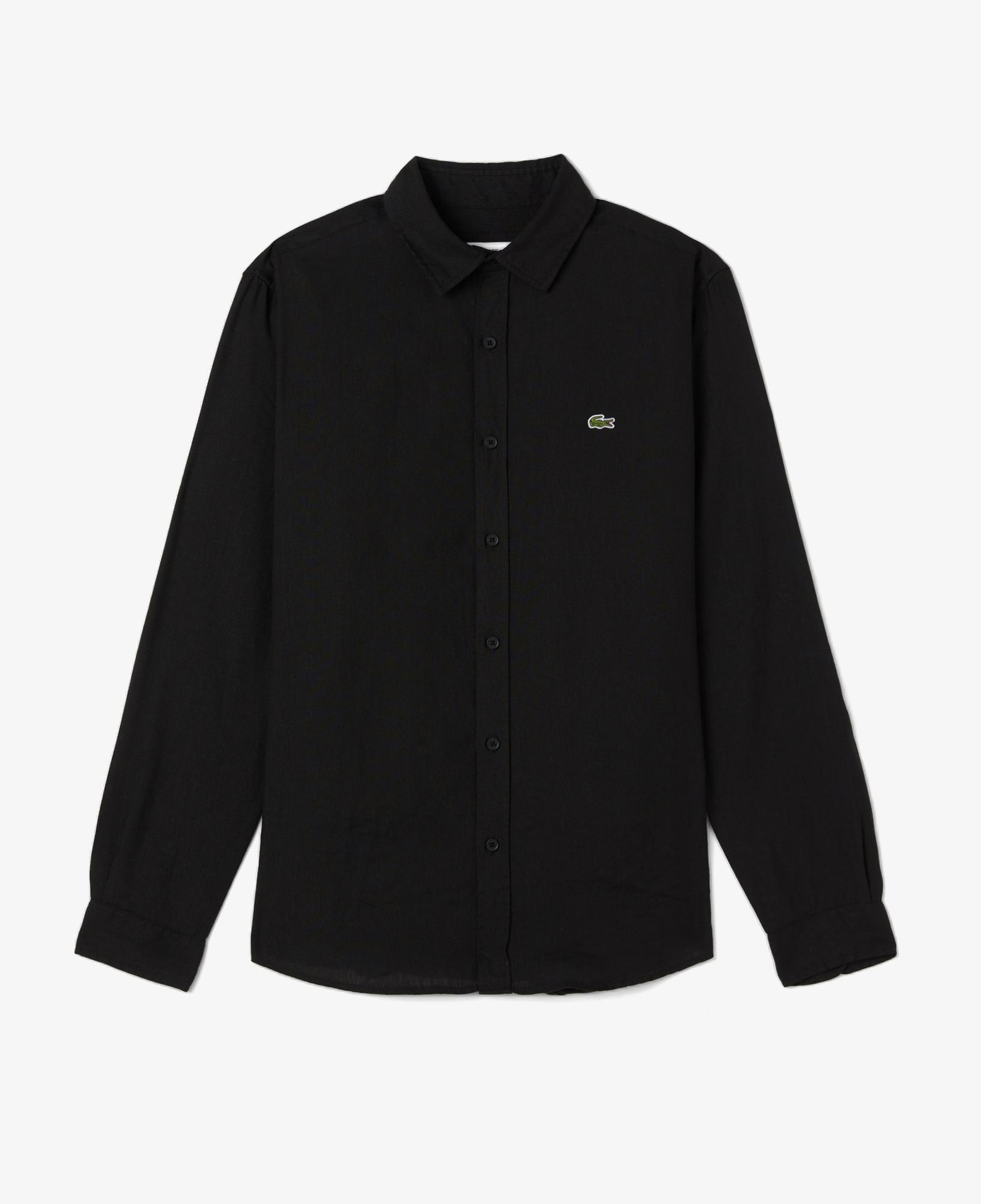 Lacoste Erkek Regular Fit Keten Siyah Gömlek