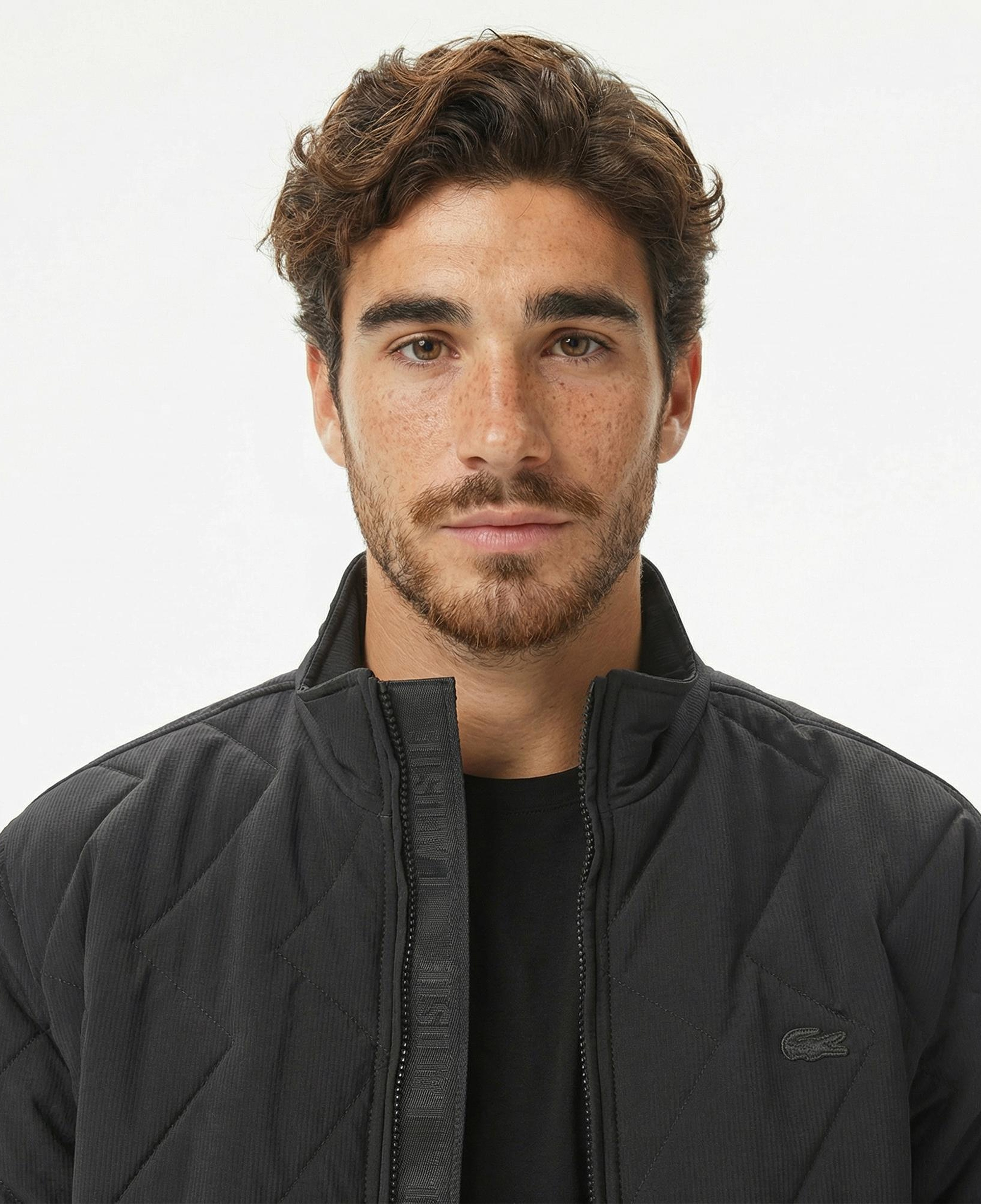 Lacoste Erkek Dik Yaka Kapitone Siyah Mont