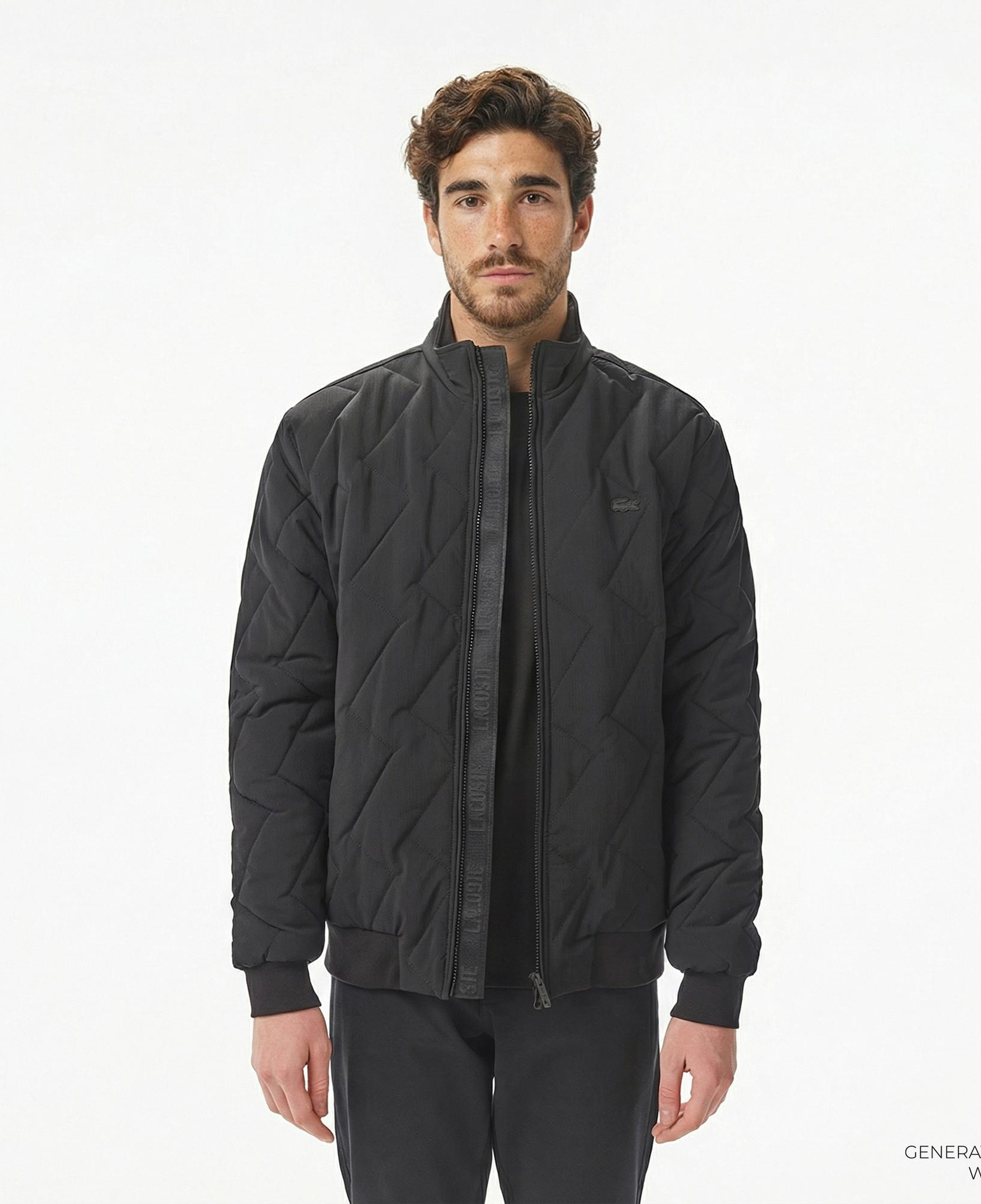 Lacoste Erkek Dik Yaka Kapitone Siyah Mont