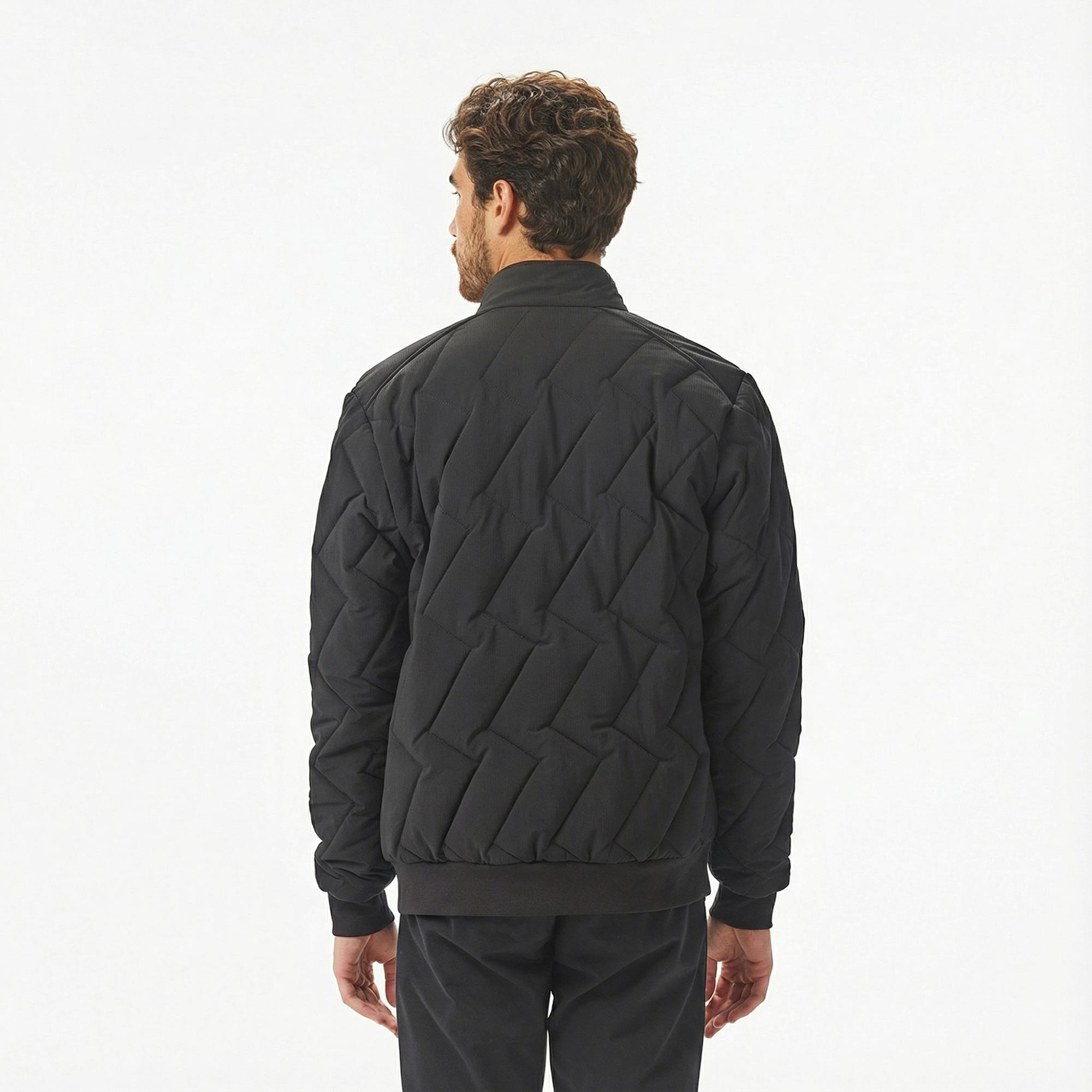 Lacoste Erkek Dik Yaka Kapitone Siyah Mont