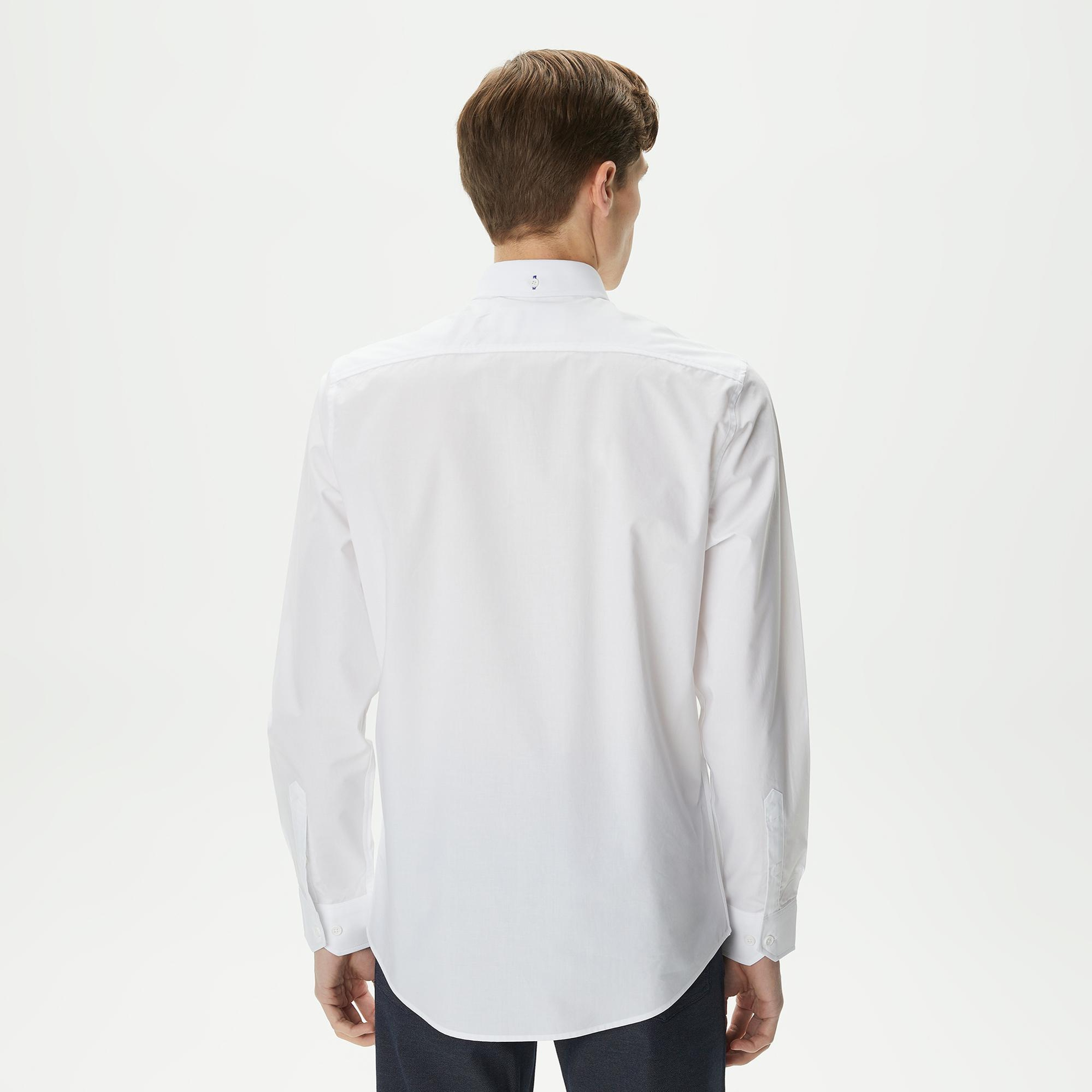 Lacoste Erkek Slim Fit Düğmeli Yaka Beyaz Gömlek