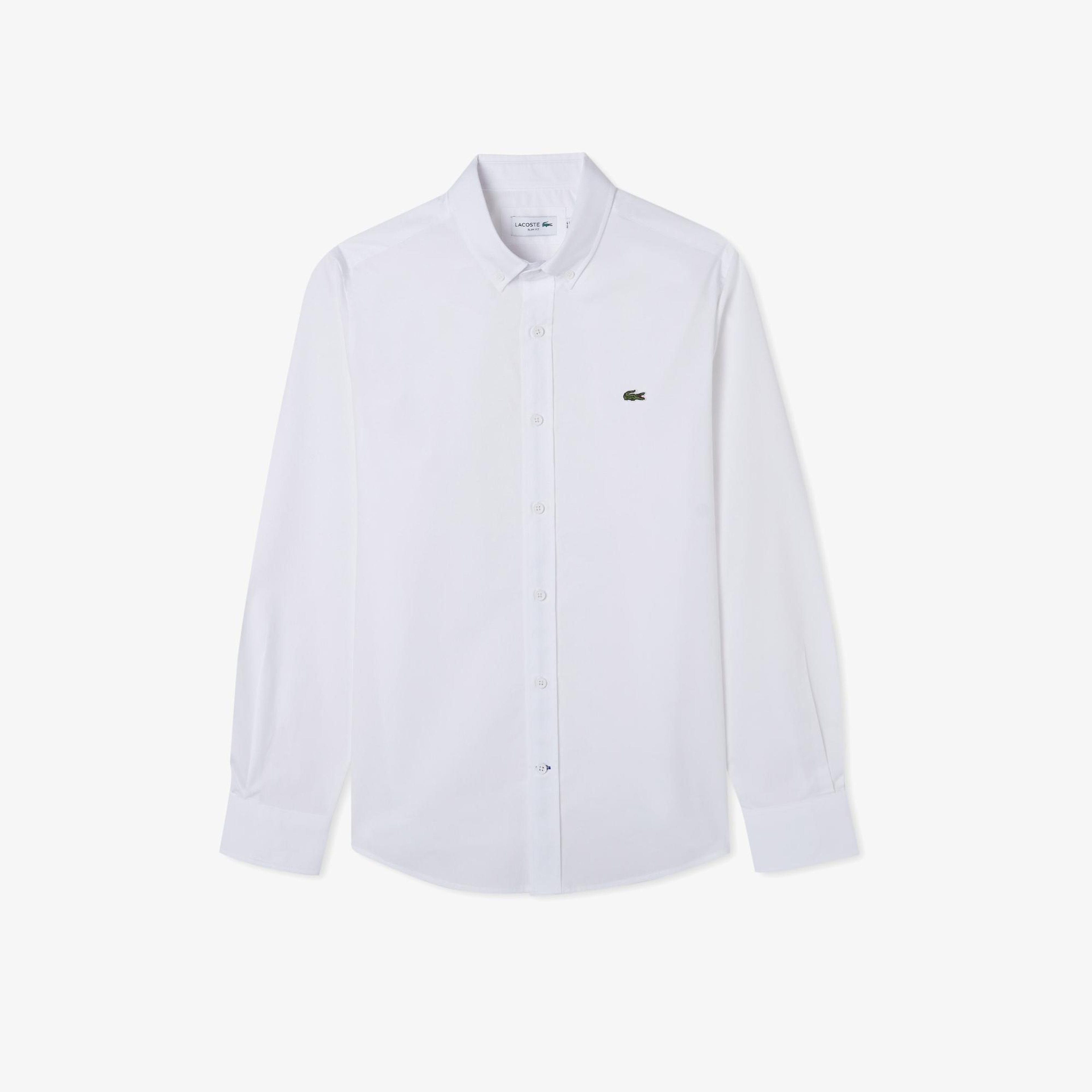 Lacoste Erkek Slim Fit Düğmeli Yaka Beyaz Gömlek