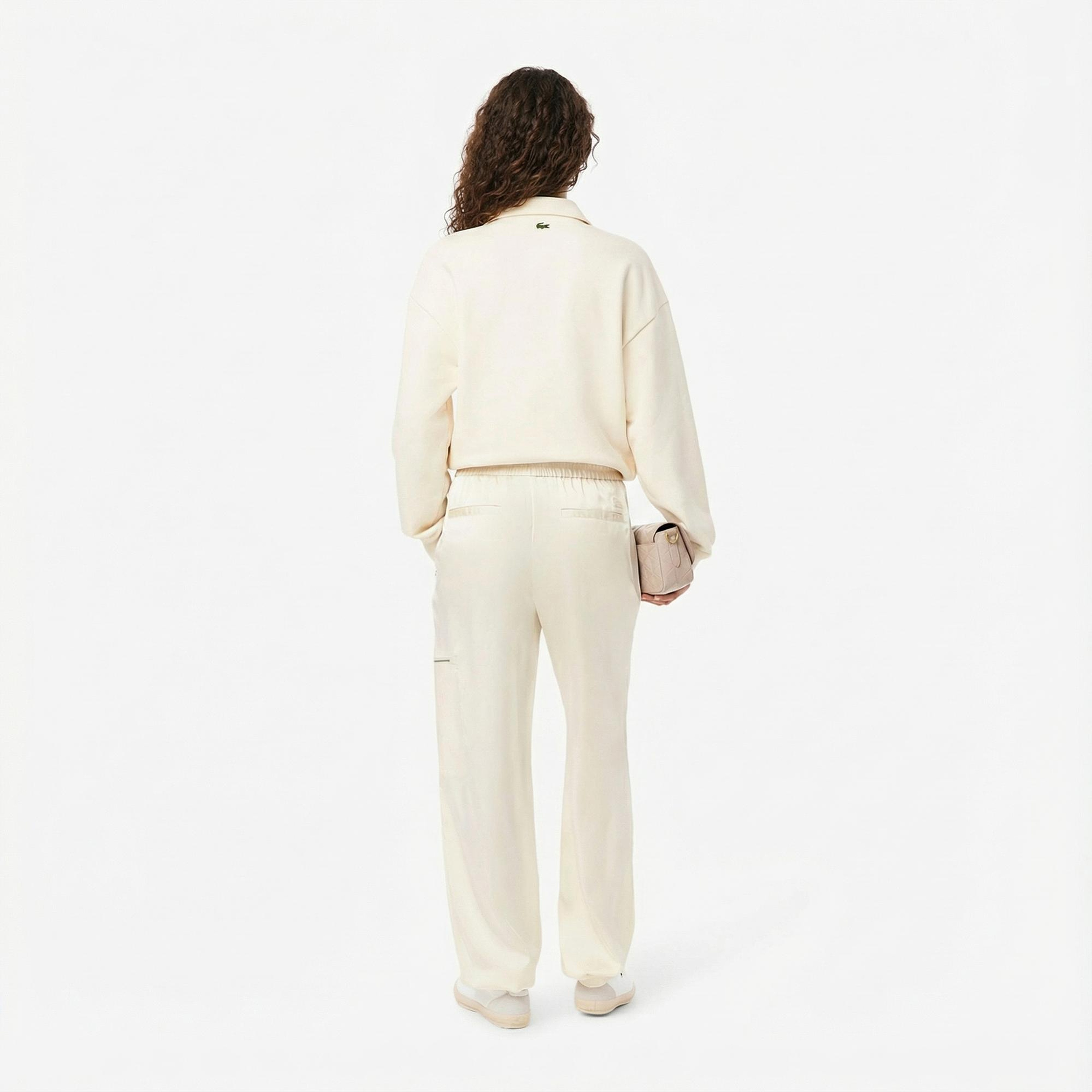 Lacoste Kadın Oversized Fit Krem Pantolon