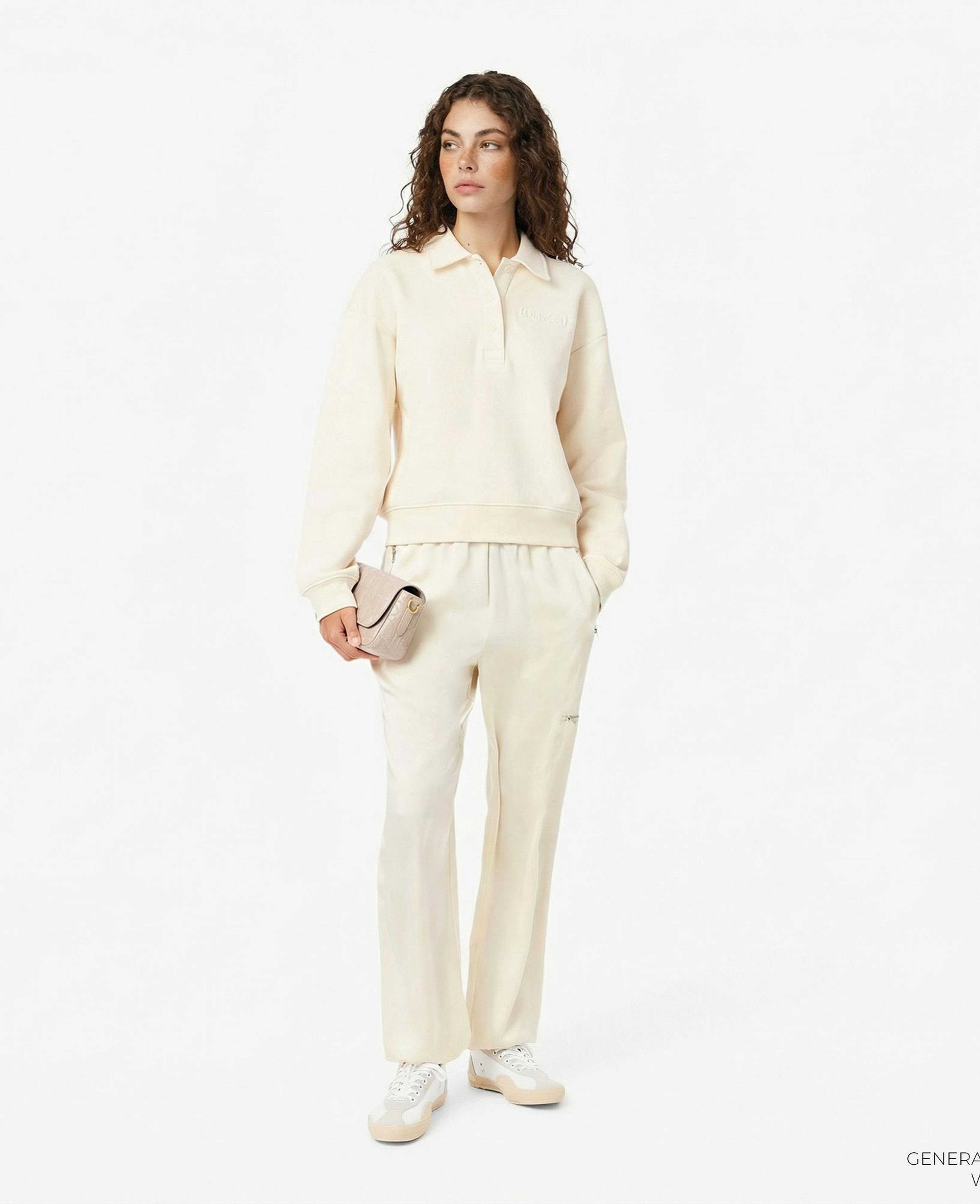 Lacoste Kadın Oversized Fit Krem Pantolon