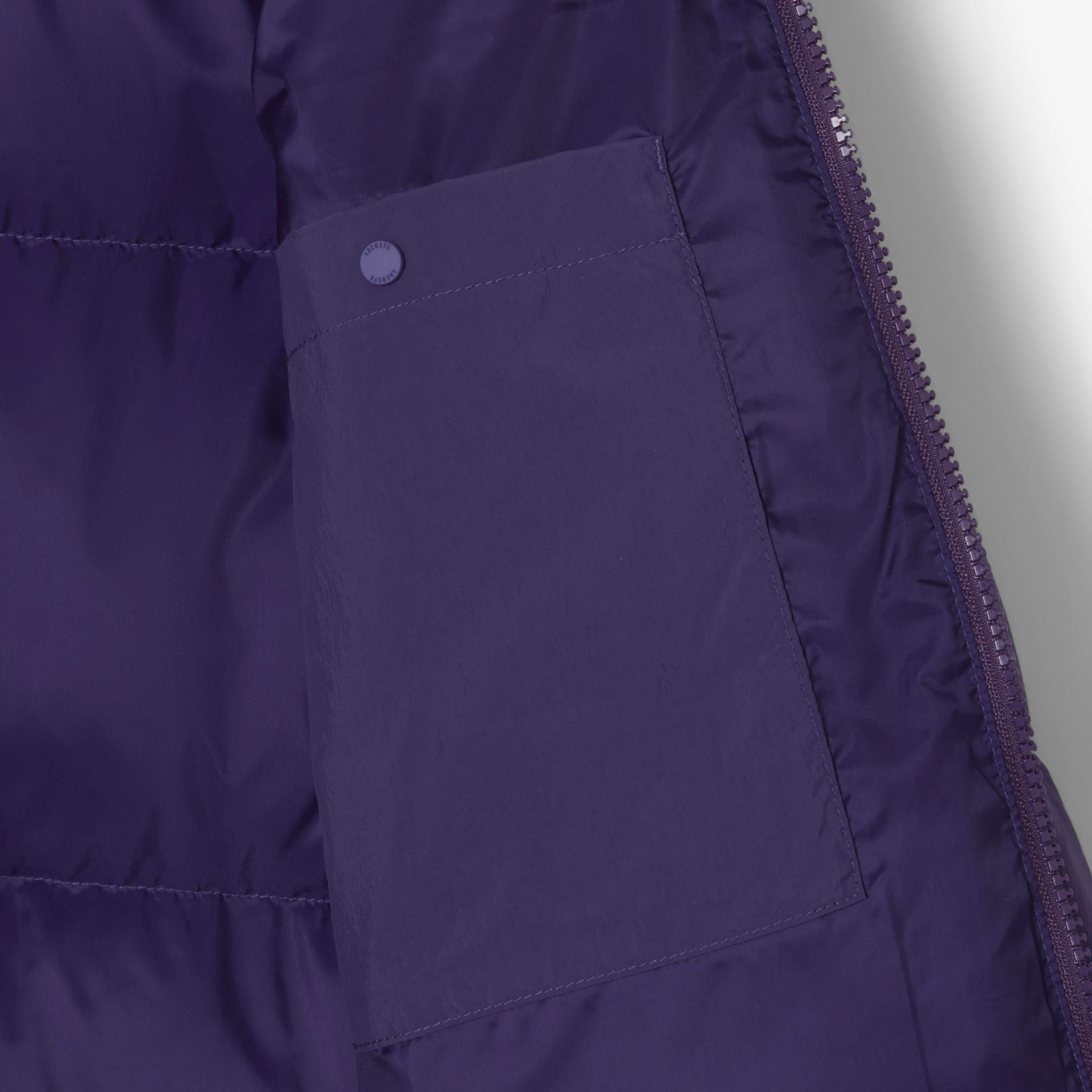 Lacoste Kadın Relaxed Fit Kapüşonlu Mor Şişme Mont