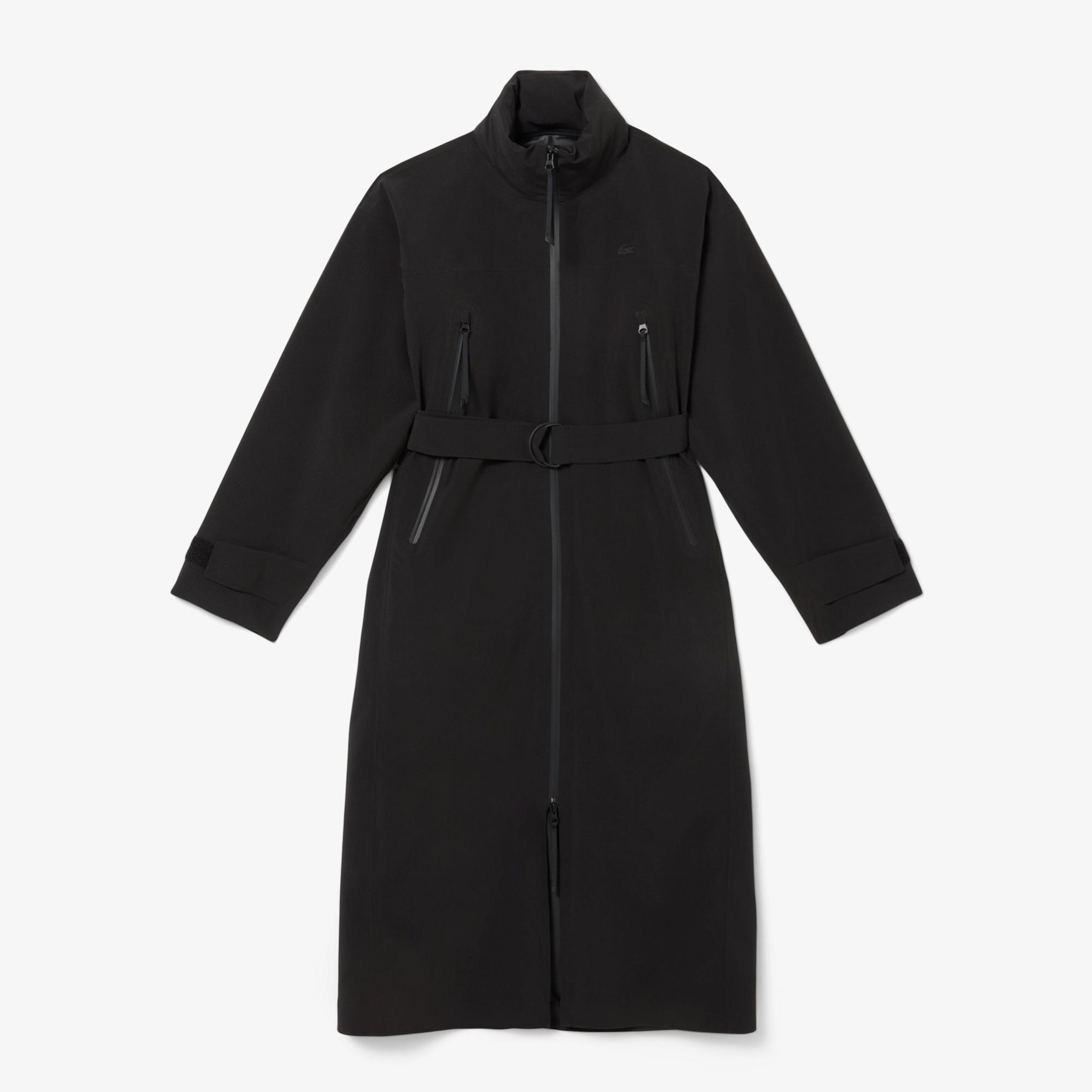 Lacoste Kadın Oversize Fit Kapüşonlu Siyah Trençkot