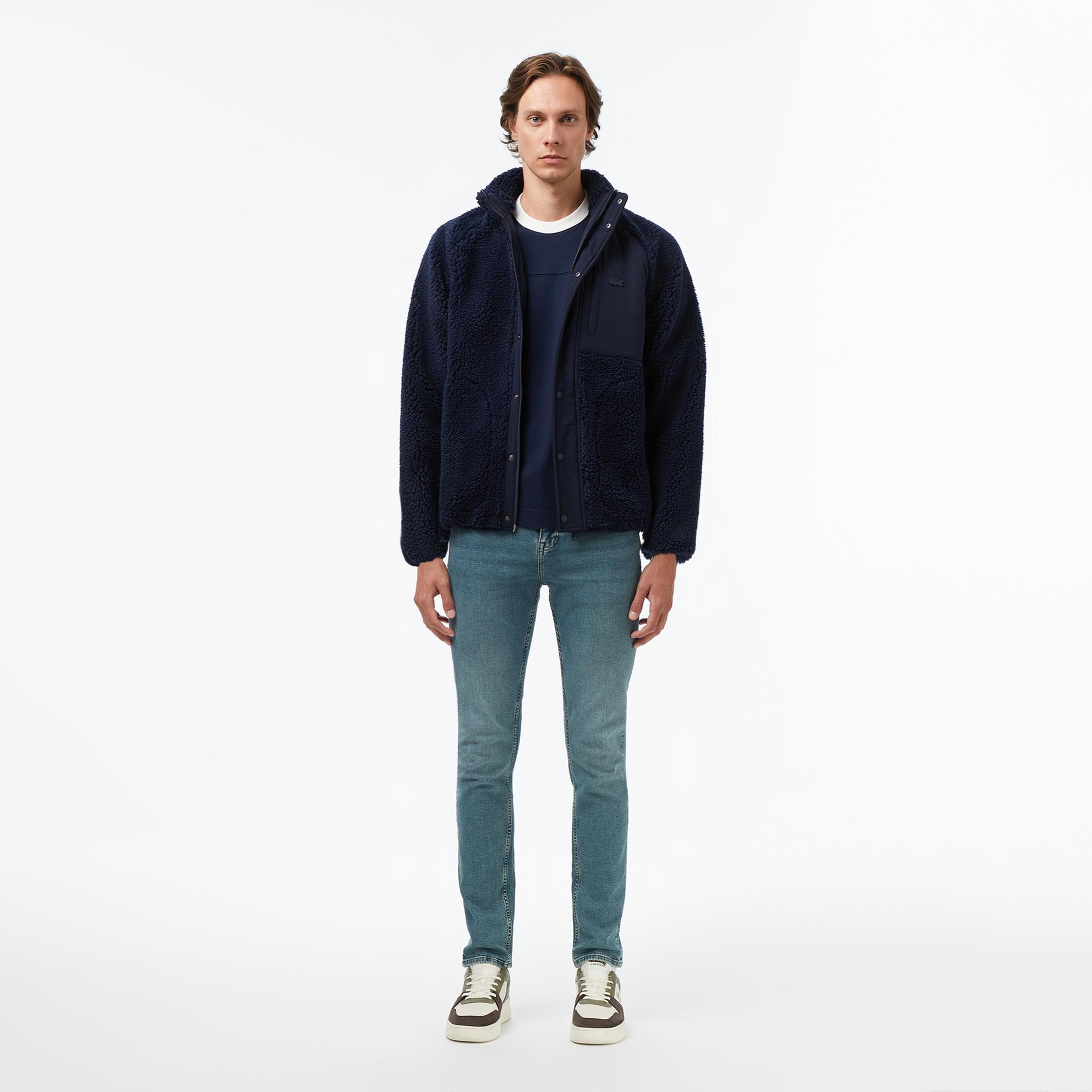 Lacoste Erkek Dik Yaka Renk Bloklu Lacivert Ceket