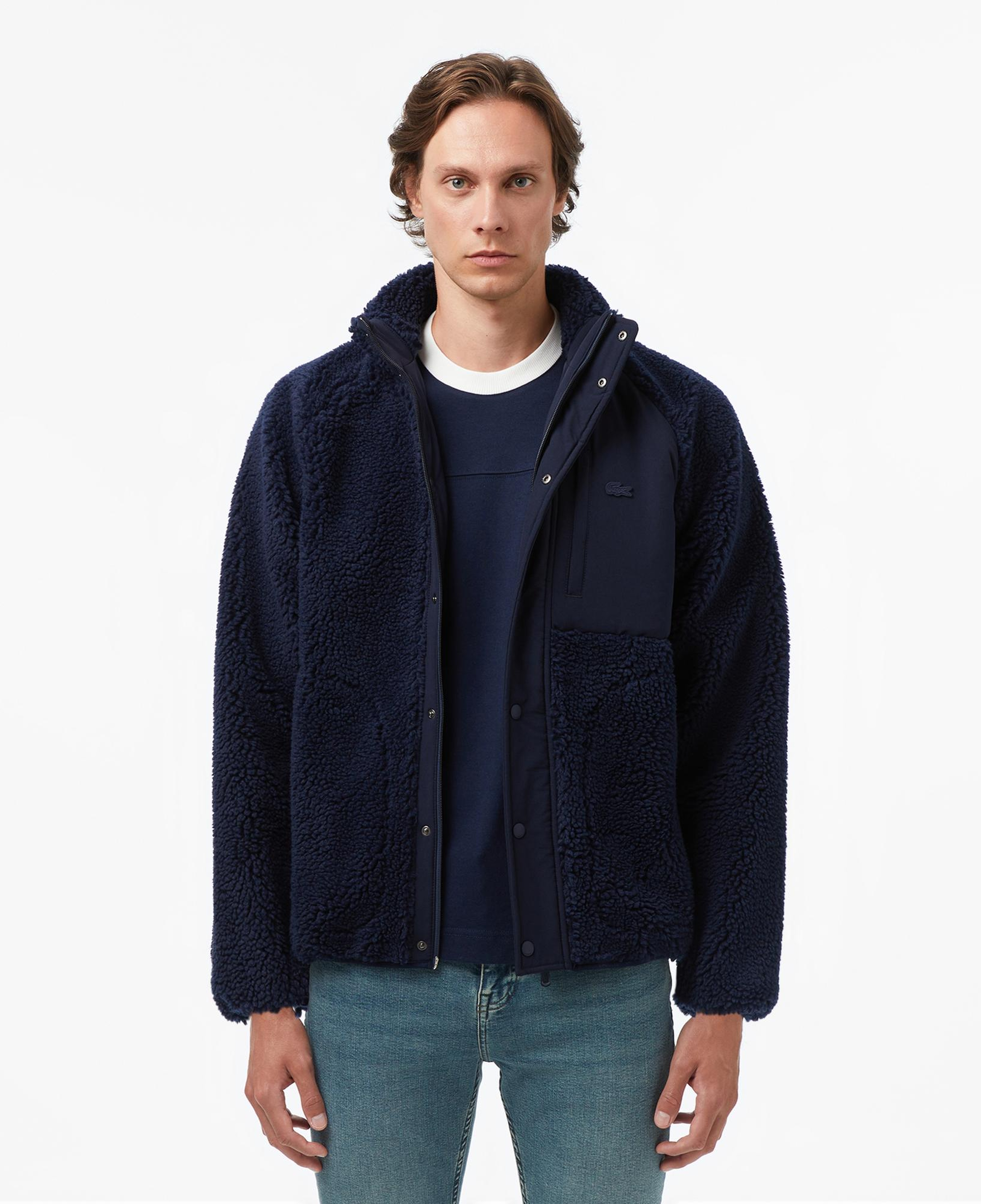 Lacoste Erkek Dik Yaka Renk Bloklu Lacivert Ceket