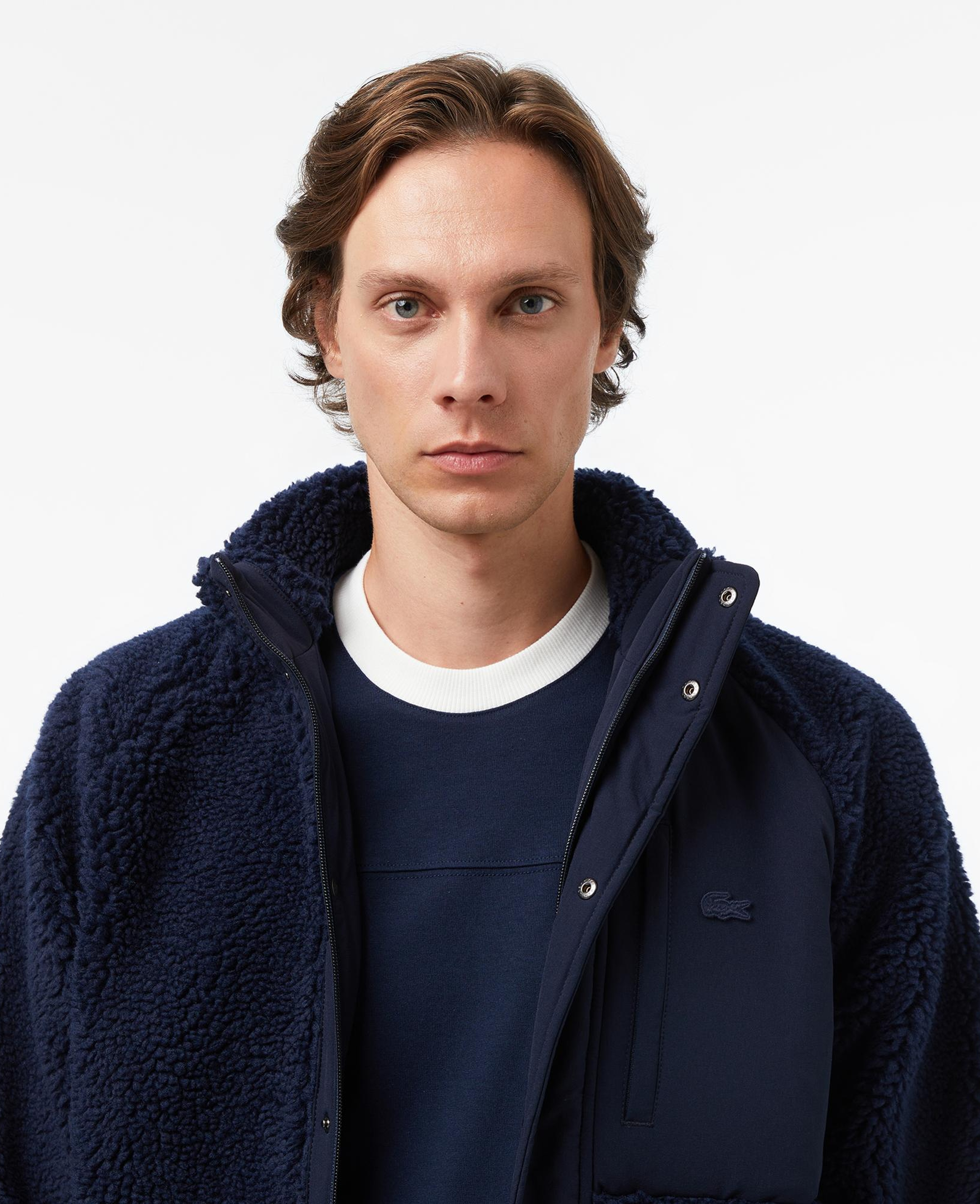 Lacoste Erkek Dik Yaka Renk Bloklu Lacivert Ceket