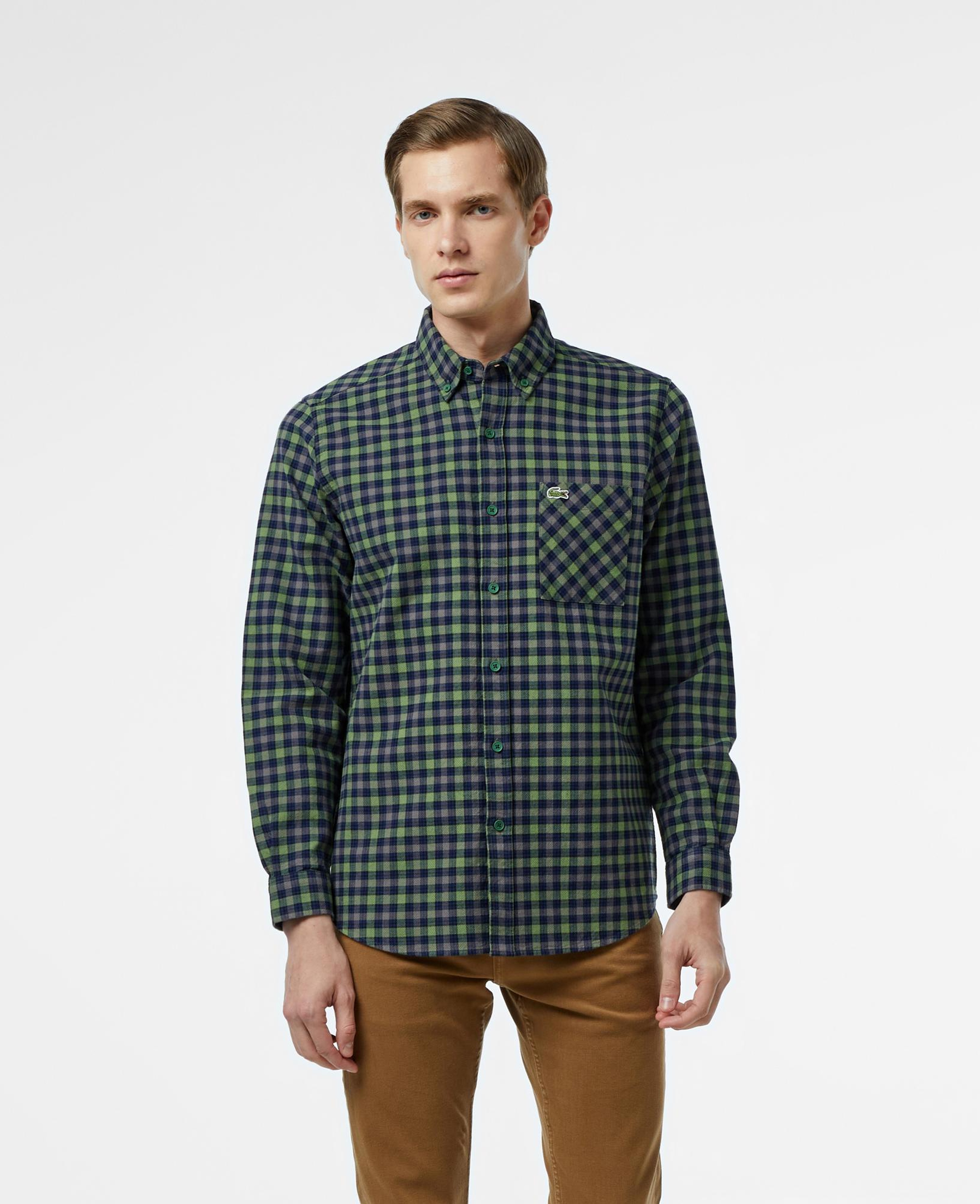 Lacoste Erkek Regular Fit Ekose Yeşil Gömlek