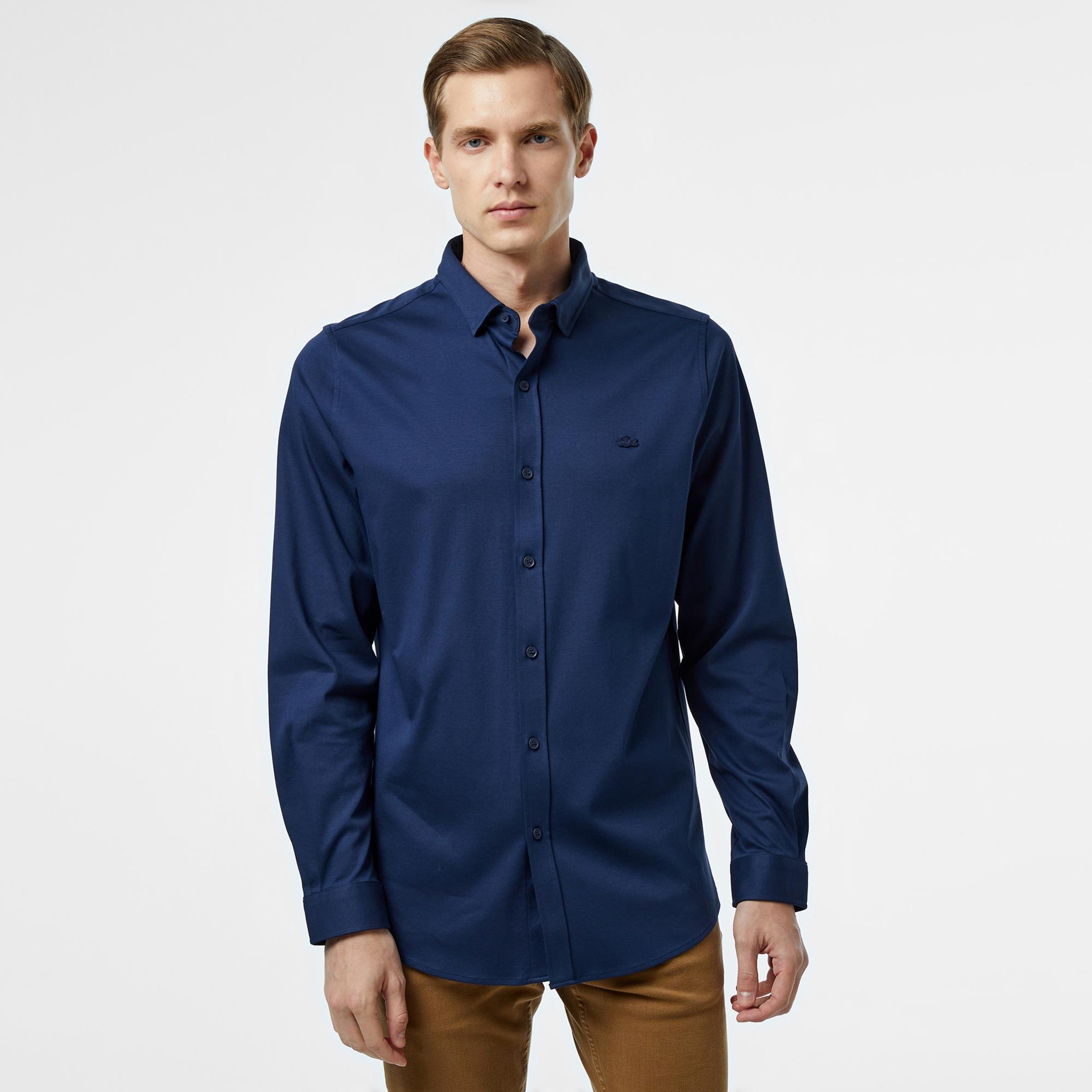 Erkek Slim Fit Lacivert Gömlek