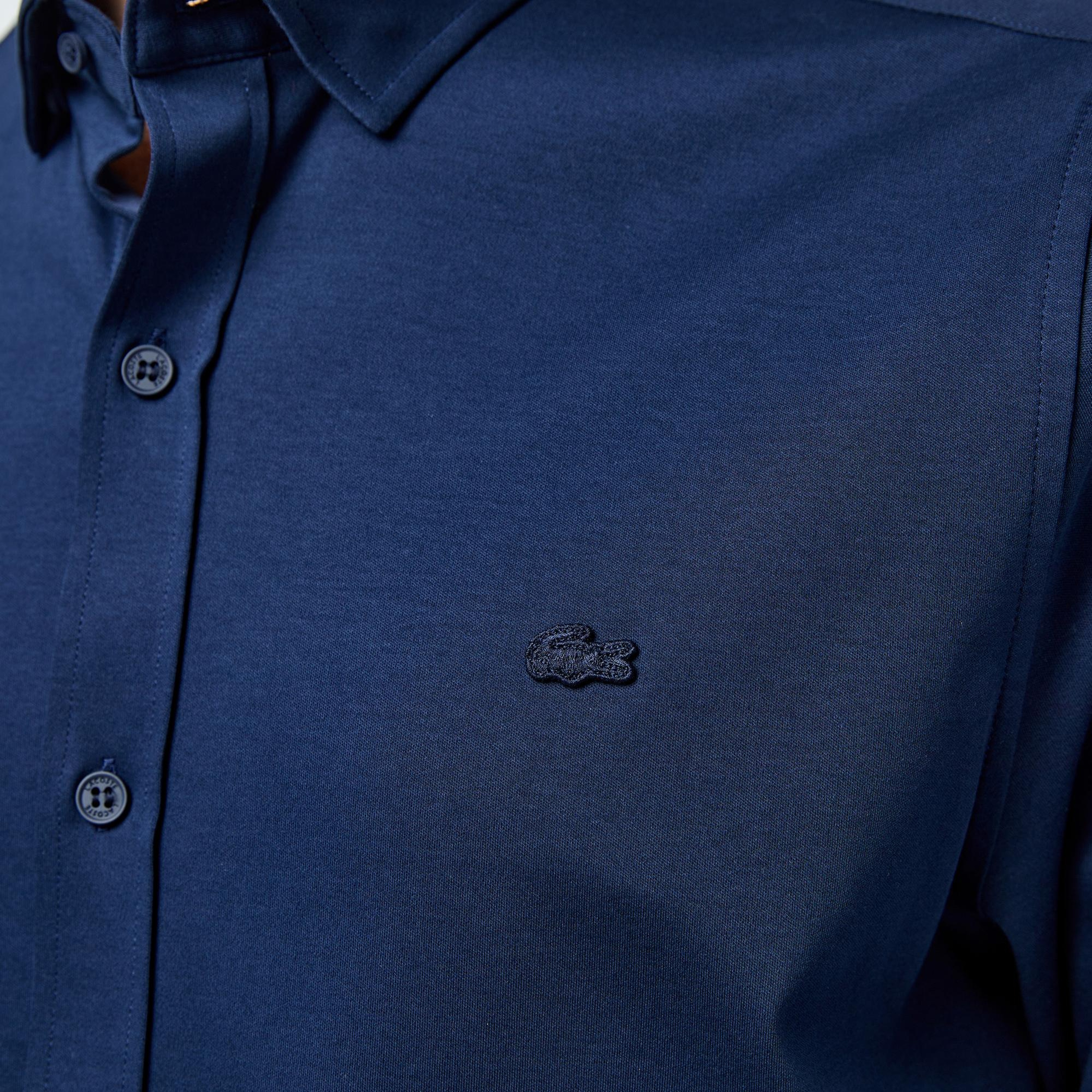 Erkek Slim Fit Lacivert Gömlek