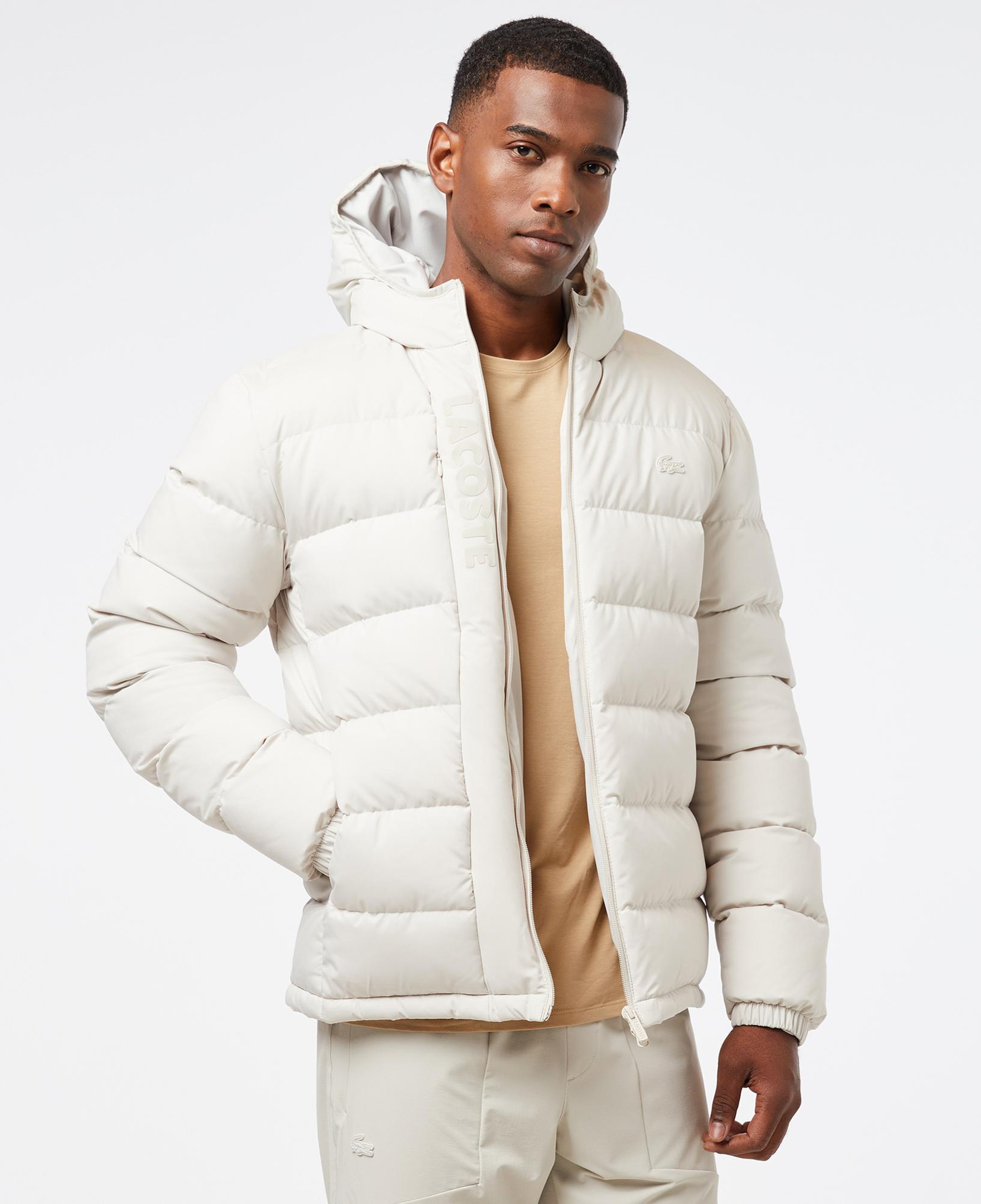 Lacoste Erkek Regular Fit Kapüşonlu Beyaz Şişme Mont